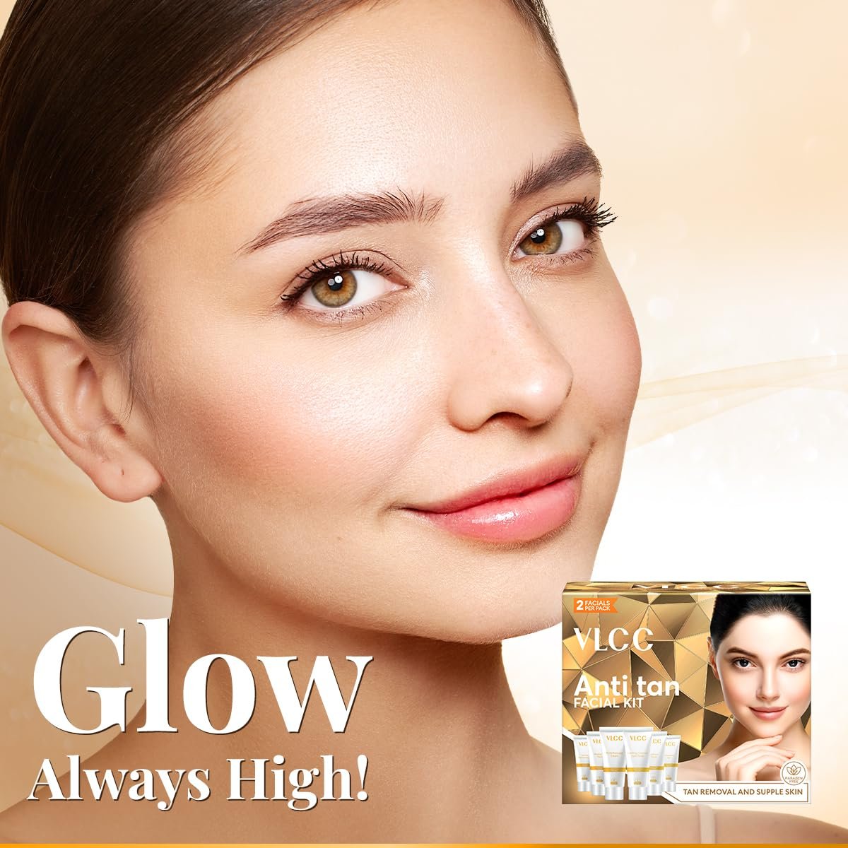 VLCC Anti Tan Facial Kit - 60 g | Power of 25 Vital Ingredients | Fights Sun Tan, Dark Spots, and Sun Spots | Even Nourishes and Protects Skin from UV Rays. thumbnail