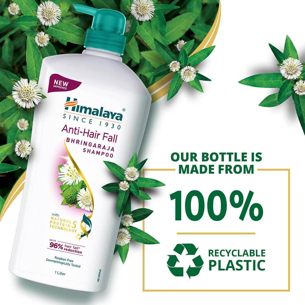 Himalaya Anti-Hair Fall Bhringaraja Shampoo 1 Litre | with Bhringaraja & Natural Proteins | Up to 96% Less Hair Fall | Dermatologically Tested | Paraben Free | For Women & Men thumbnail