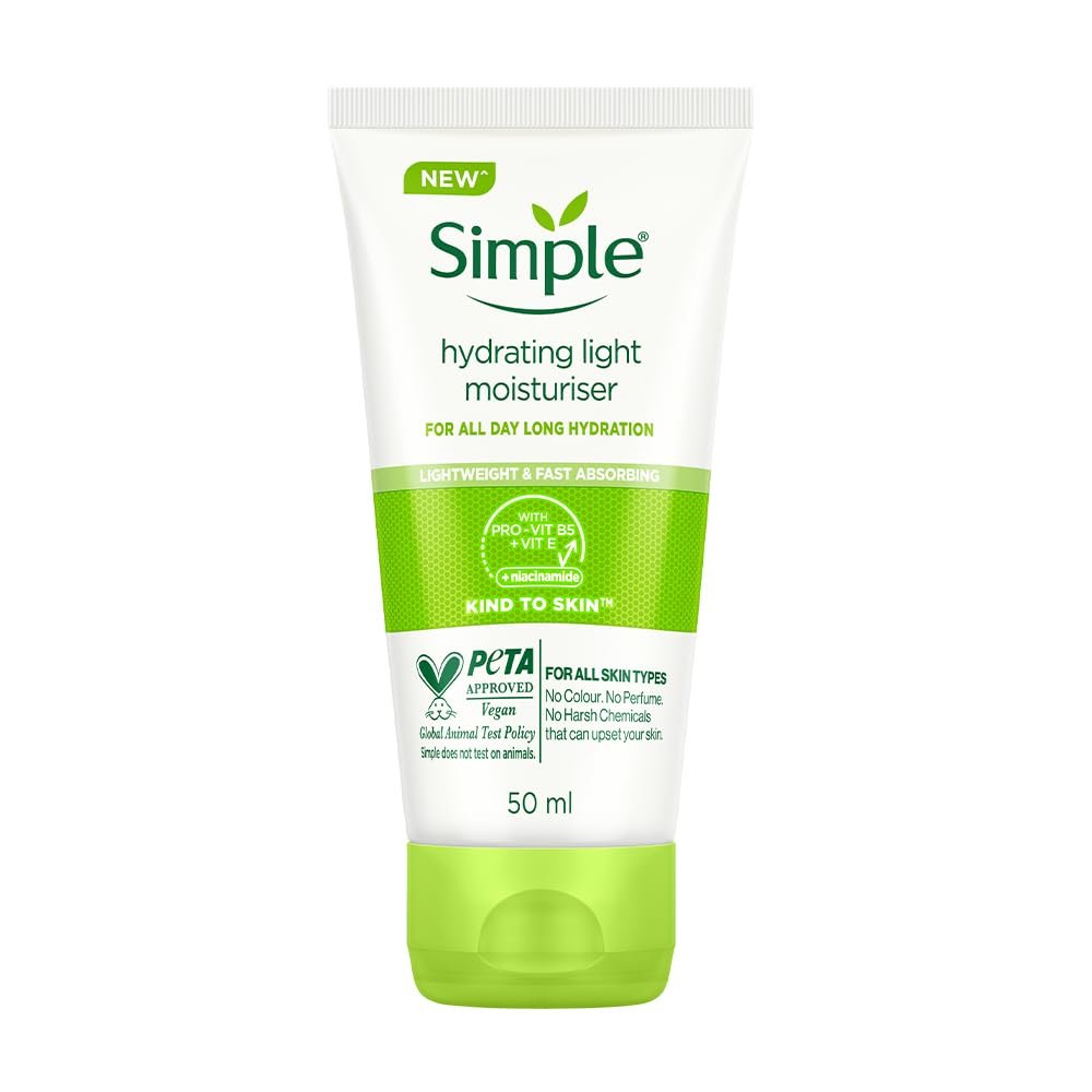 Simple Hydrating Light Moisturiser, 50ml | 12hr Hydration | With Niacinamide, Pro-Vitamin B5, Glycerin & Borage Seed Oil | Lightweight, Non-Greasy Formula | For Soft, Smooth Skin thumbnail