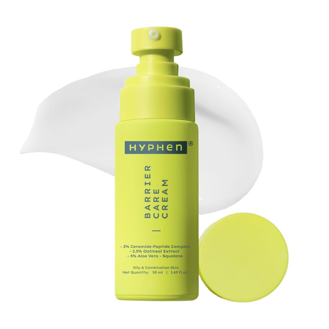 Hyphen 2% Ceramide-Peptide Complex Barrier Repair Face Moisturizer- Oily Skin | Lightweight Gel Cream, Oil-Free Hydration- Dull, Dehydrated Skin | for Women, Men -50ml