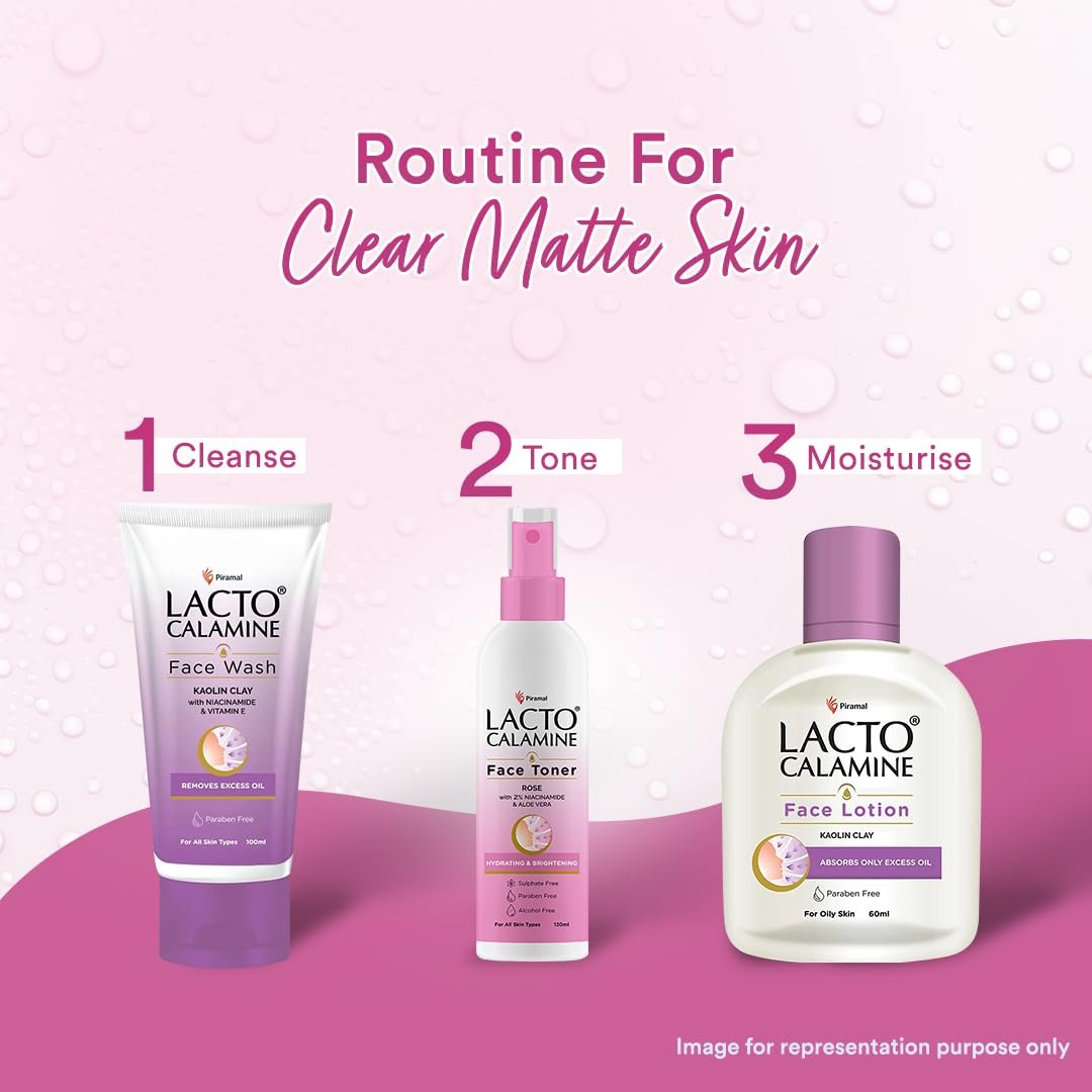 Lacto Calamine Rose Water Toner For Glowing Skin | 120ml | Gulab Jal Face Toner | Rosewater with Aloe Vera & 2% Niacinamide | Cleanses, Hydrates & Moisturises Skin | thumbnail