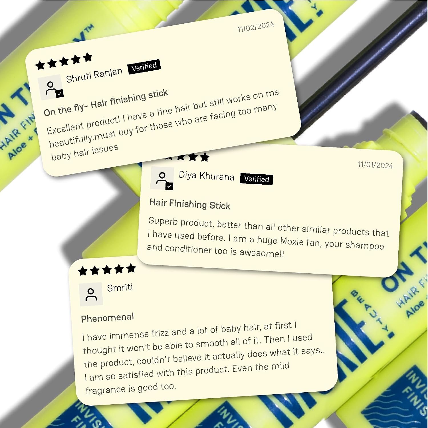 Moxie Beauty On The Fly Hair Finishing Stick | Anti-Frizz Wand | 20ml A non-sticky gel wand that tames flyaways and baby hairs for sleek buns and ponytails thumbnail
