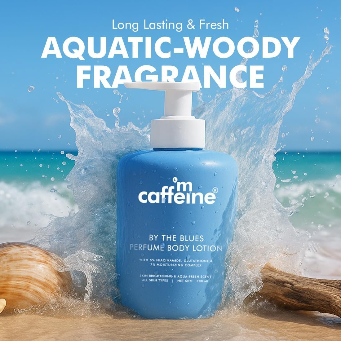 mCaffeine 5% Niacinamide & Glutathione for Brightening & Detan By The Blues Perfume Body Lotion 300ml | Daily Use Summer Cream Bodylotion for Men & Women | thumbnail