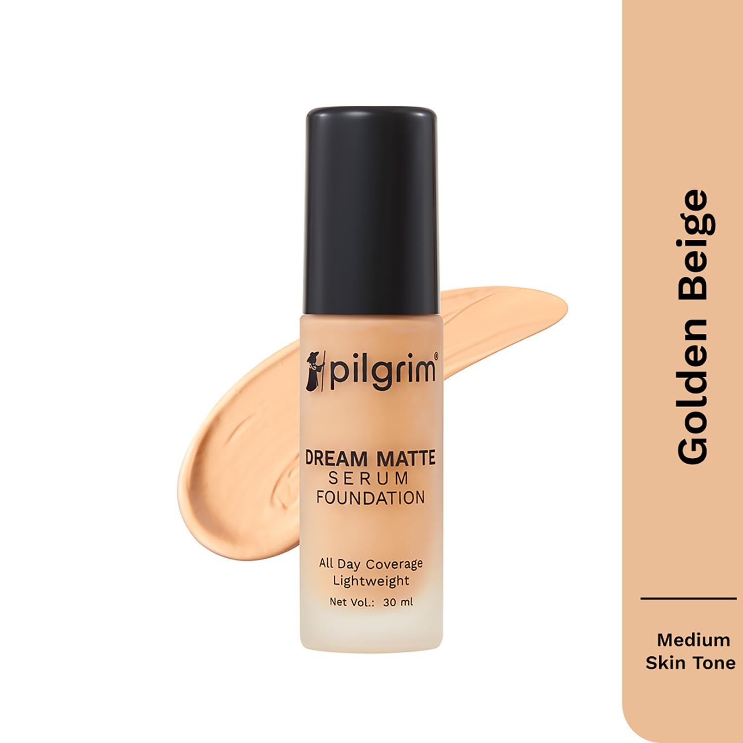 Pilgrim Medium Golden Beige Serum Liquid Foundation, Matte & Poreless,30 ml | Foundation for face make up infused | Water-Resistant,All Day Coverage|All Skin Types thumbnail