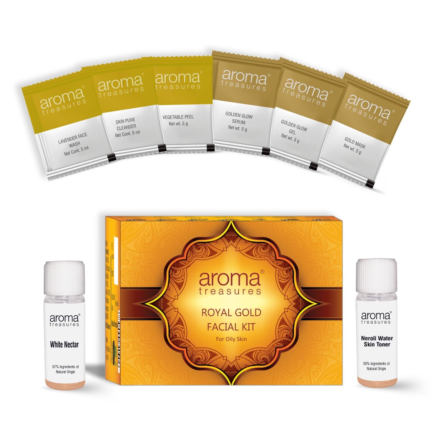 Aroma treasures Royal gold facial kit - For Oily Skin (One time uise kit) thumbnail