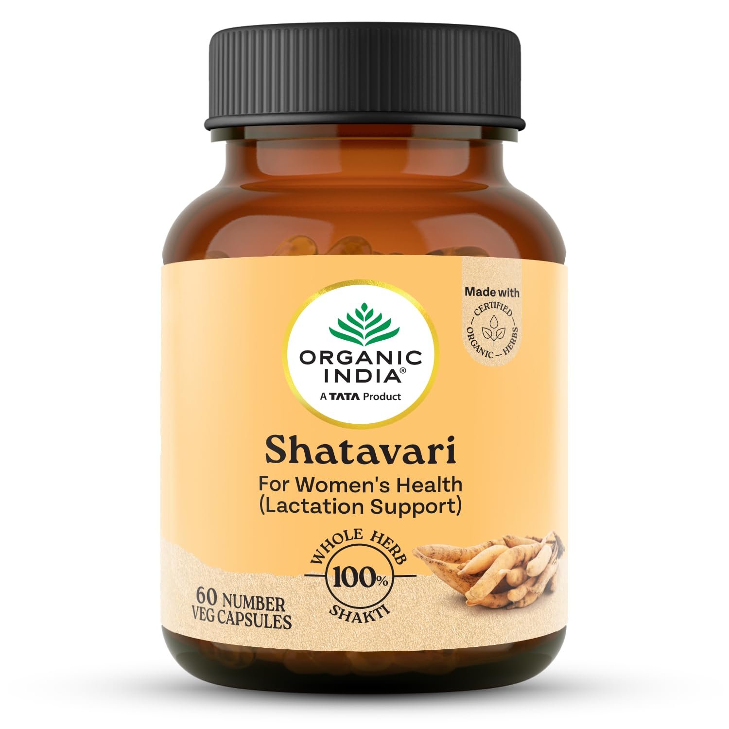 A TATA Product -Organic India Shatavari Capsules, 60 Capsules, Supports Women’s Health, Whole Herb*,