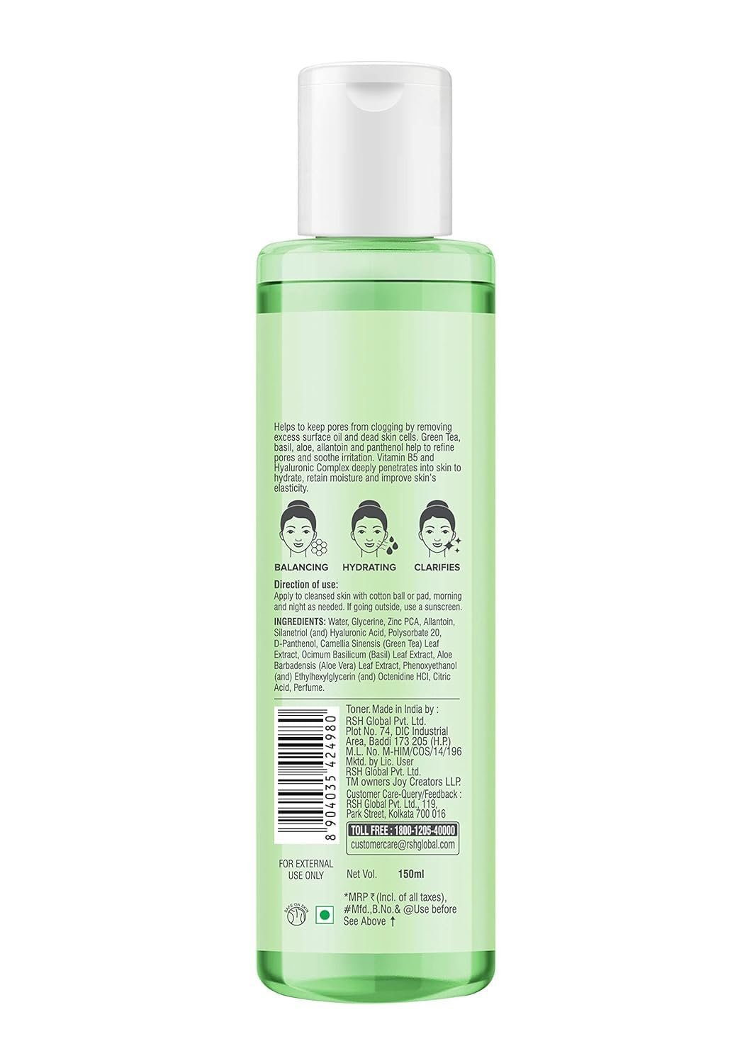 Joy Clarifying & Pore Minimizing Green Tea Face Toner (150ml) | Alcohol Free Toner with Aloe Vera, Vitamin E & Hyaluronic Acid for Hydrating & Refreshing Skin | For All Skin Types thumbnail