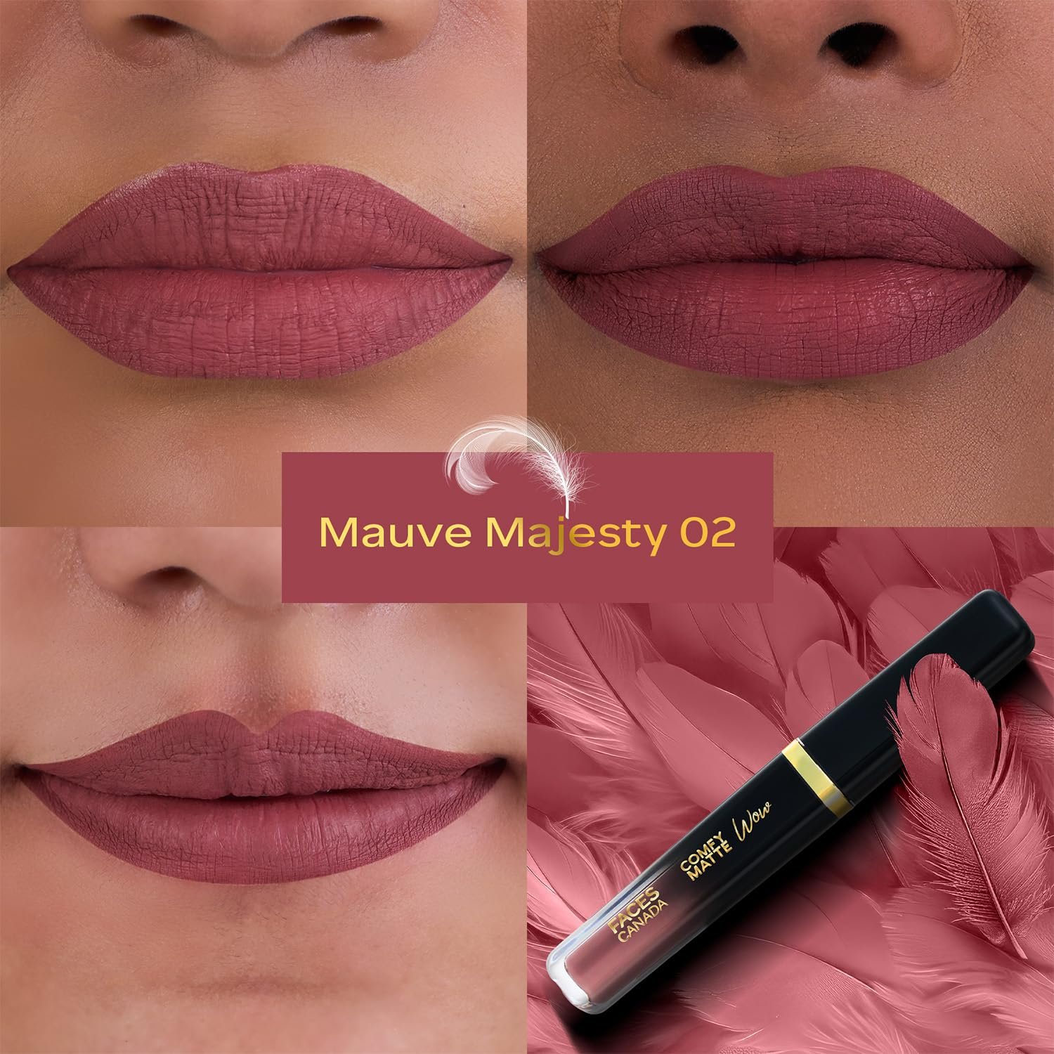 FACESCANADA Comfy Matte Wow Liquid Lipstick Mauve Majesty 02 3.8ml | One Swipe Application | Highly Pigmented | Comfortable Wear | Glides Smoothly | Long Lasting thumbnail
