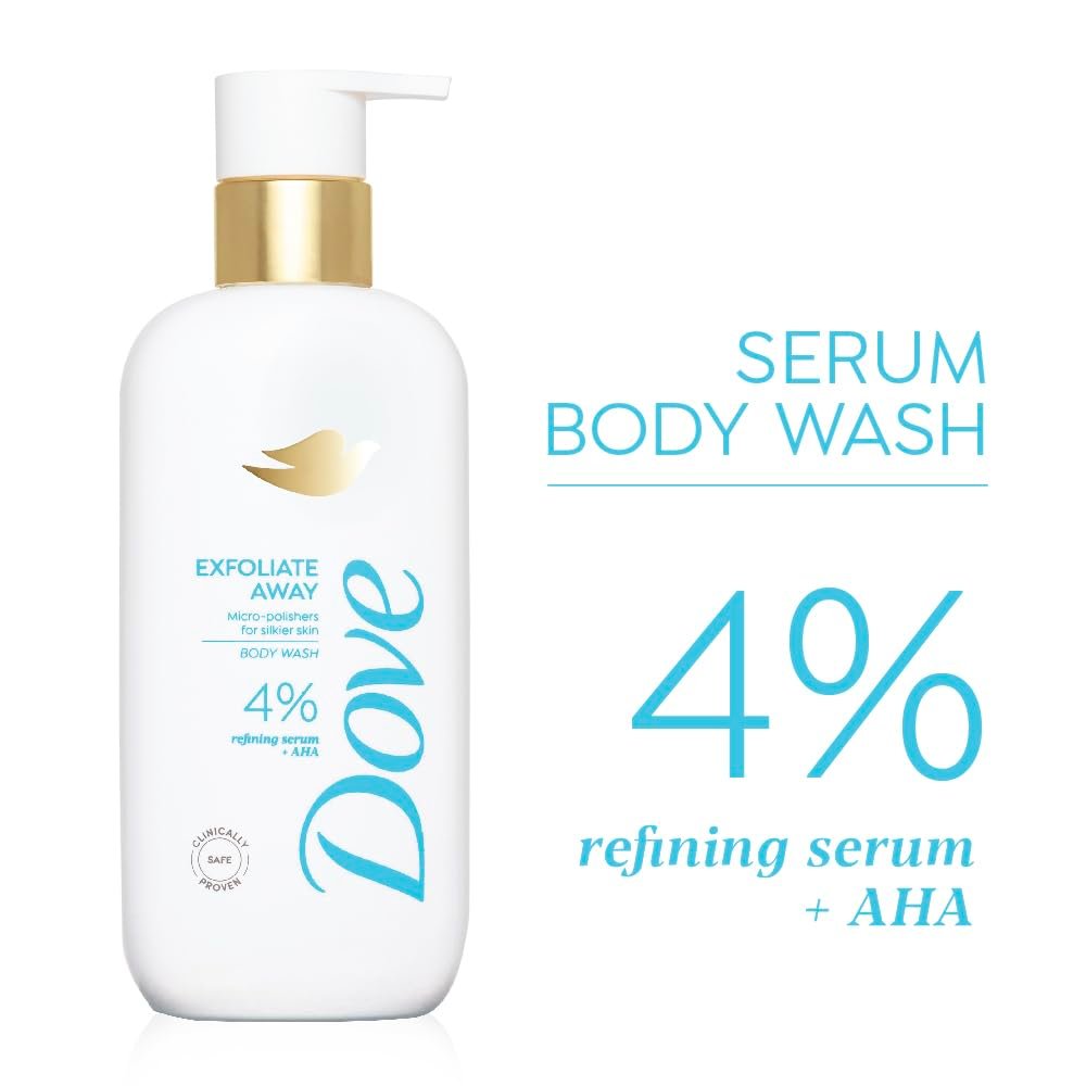 DOVE Exfoliate Away Serum Body Wash, 300 ml, for Refined and Silky Skin, with 4% Refining Serum + AHA, Dermatologist Co-Created, Paraben & SLS Free thumbnail