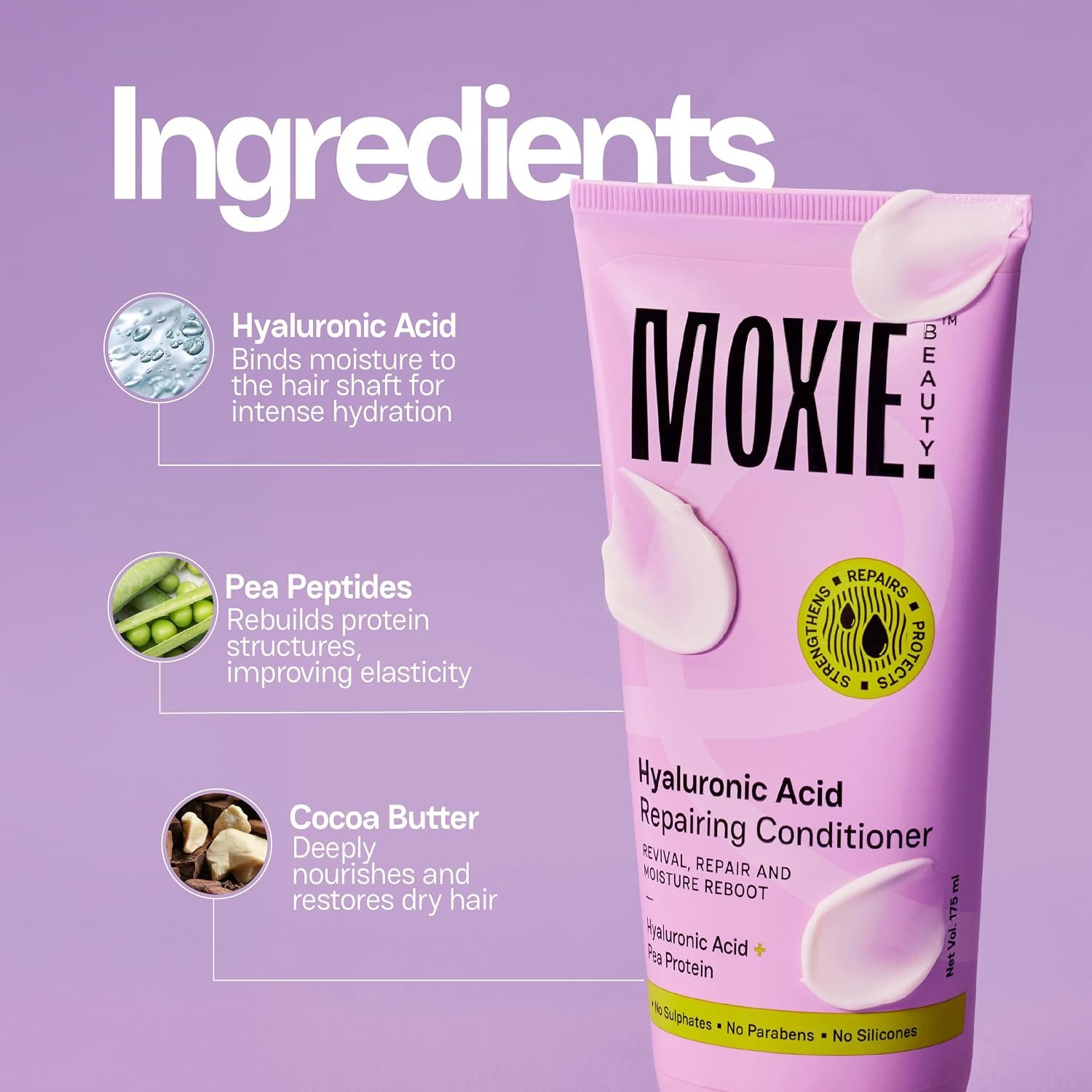 Moxie Beauty Hyaluronic Acid Repair Conditioner, Silicon Free (Full Size) A lightweight, silicone-free conditioner that delivers deep hydration and damage repair while strengthening hair thumbnail