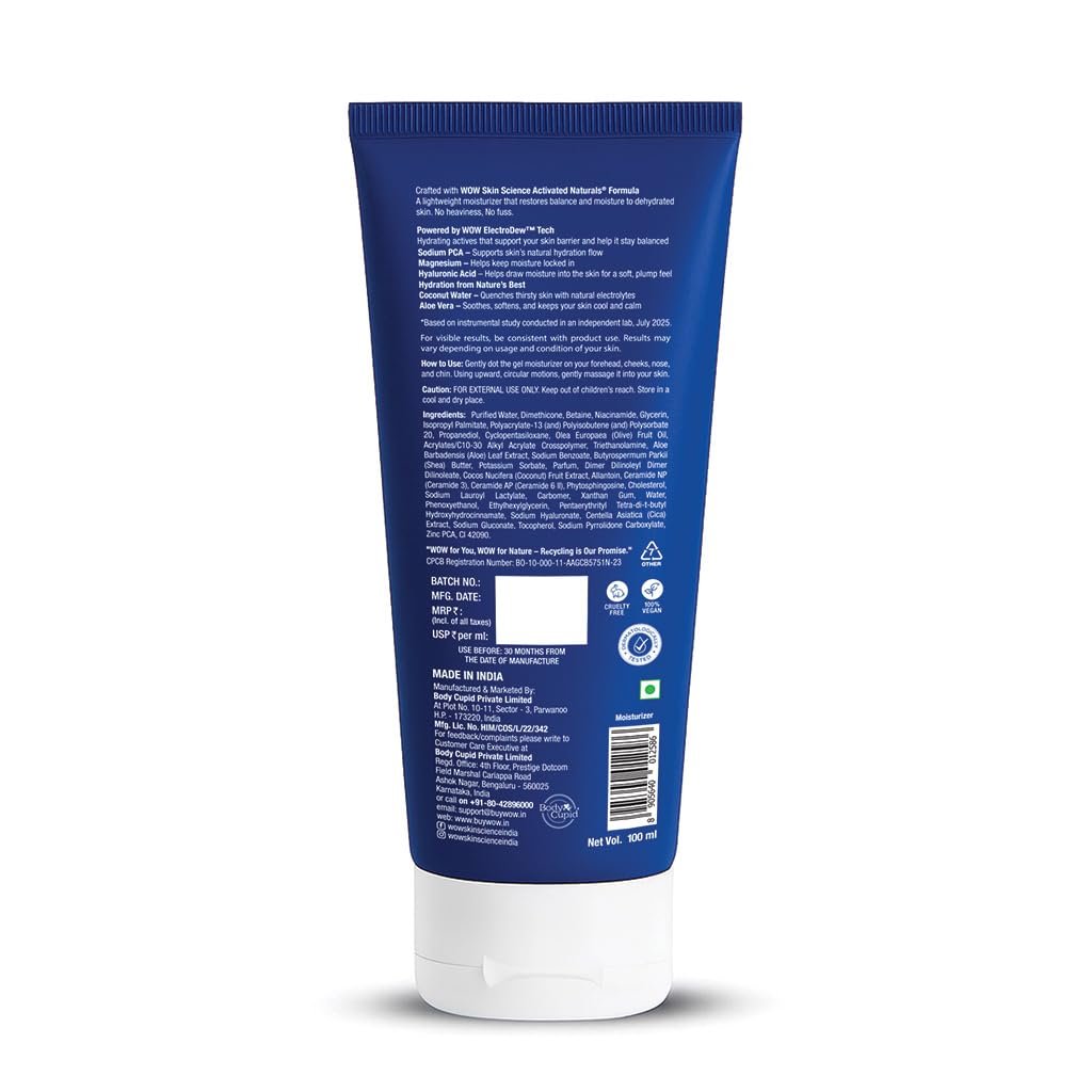 WOW Skin Science HydroCharge™ Electrolyte Moisturizer for Men & Women | 3X Deeper Hydration Up to 48H | 100ml thumbnail