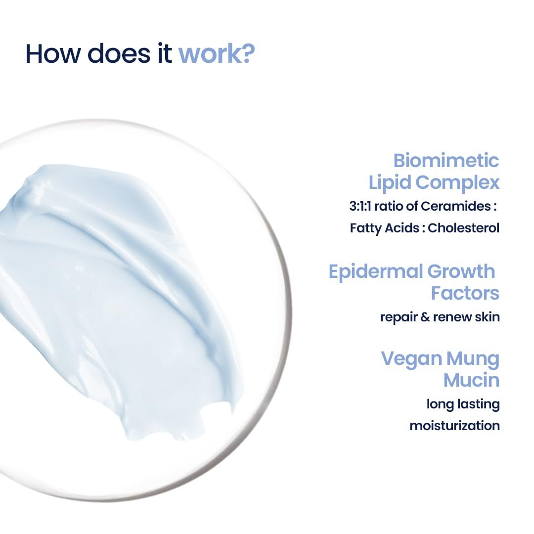 WishCare 3:1:1 Barrier Repair Moisturizer Cream for Face | Barrier Repair Moisturizer With Ceramides, EGF & Mung Mucin |  For Dry Skin, Oily & Combination Skin | thumbnail