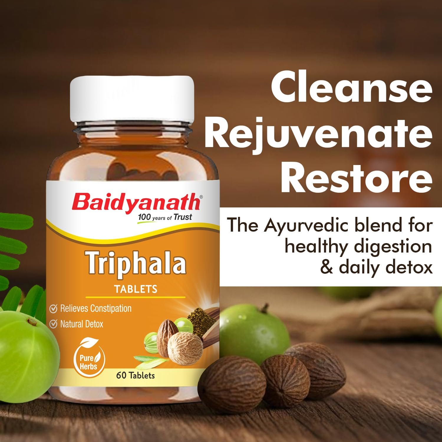 Baidyanath Ayurved Triphala 60 Tablets | Supports Healthy Digestion | Improves Bowel Wellness| thumbnail