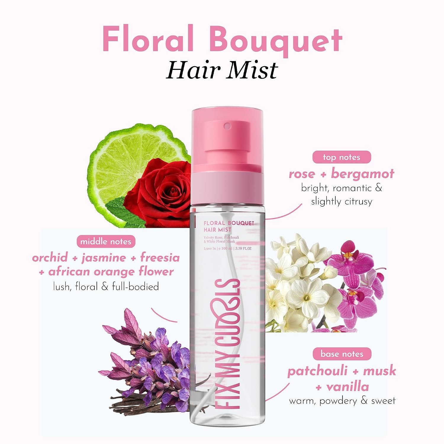 Fix My Curls Hair Mist Trio | Warm Vanilla, Crystal Aqua, Floral Bouquet | 100ml Each thumbnail