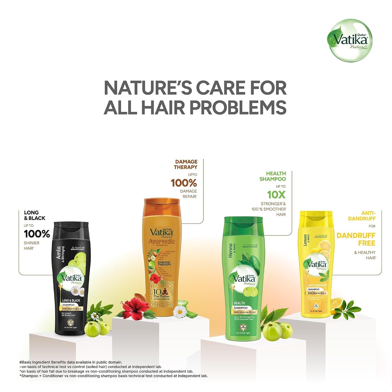 Dabur Vatika Naturals Ayurvedic Shampoo - 640 ml | 10 Natural Herb Extracts | Contains Rosemary, Aloe Vera, Amla, Almond & Bhringraj | Up to 100% Damage Repair | Everyday Shampoo for Women & thumbnail
