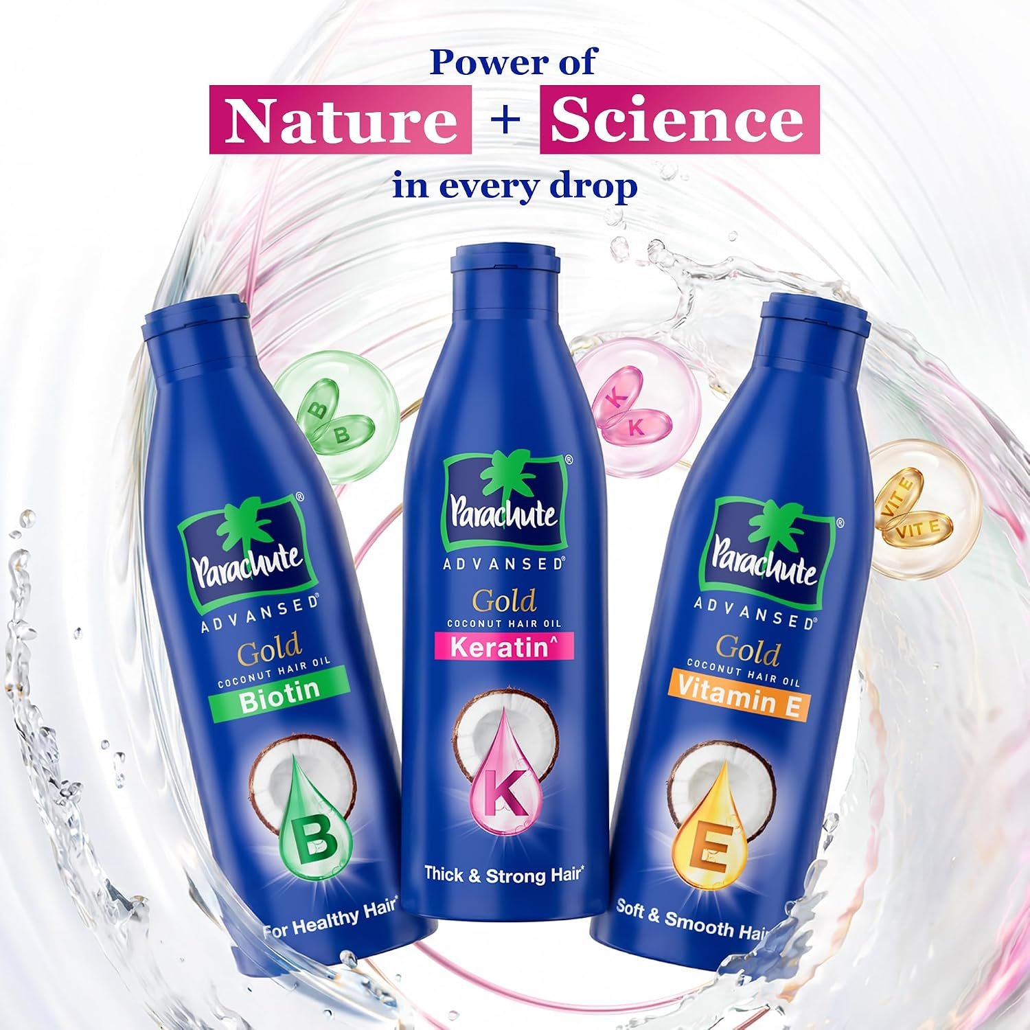 Parachute Advansed Gold Keratin Coconut Hair Oil | Thick & Smooth Hair| No Paraben or Silicone | 300ml thumbnail