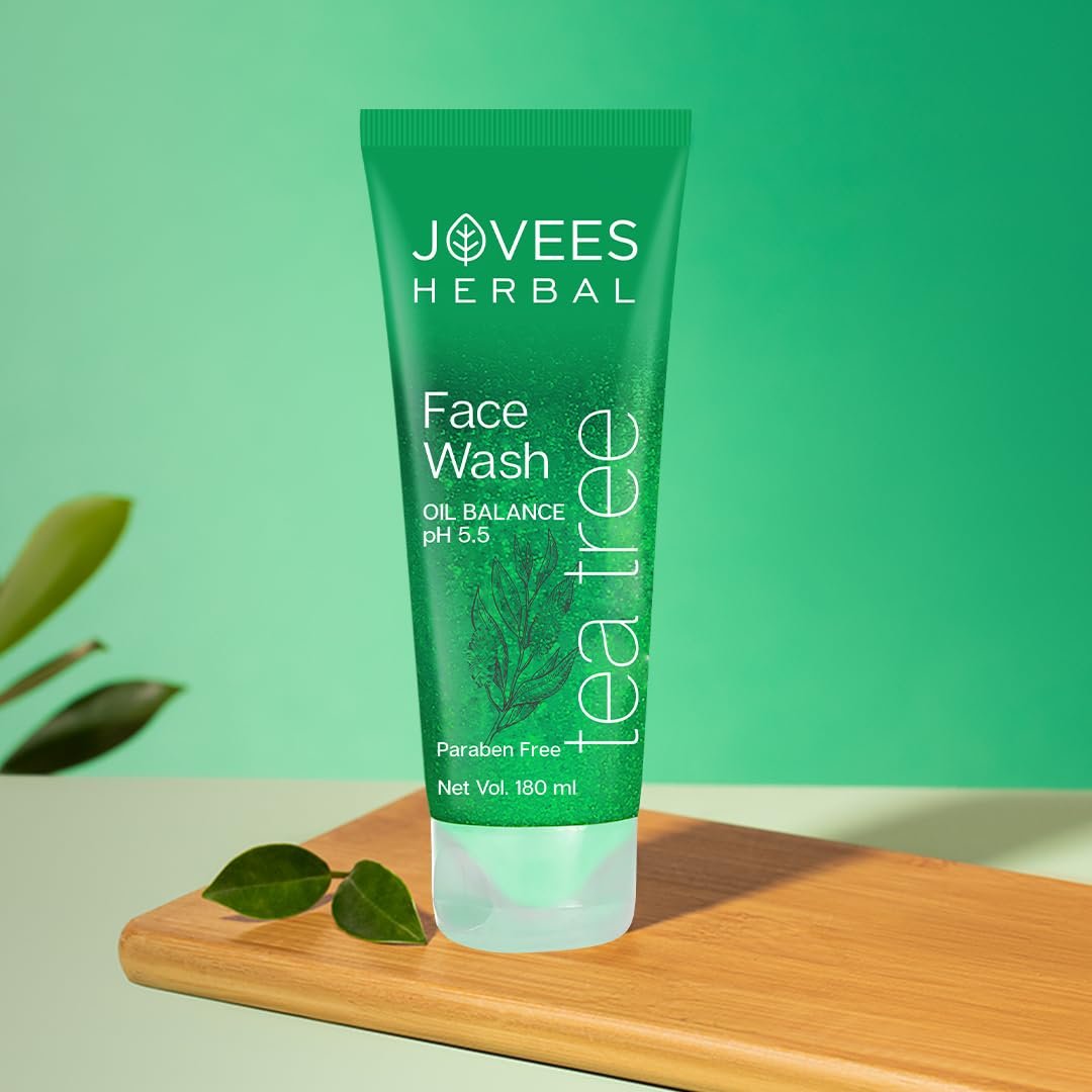 Jovees Herbal Tea Tree Oil Control Face Wash for Oily & Sensitive Skin | Paraben & Alcohol-Free, Controls Oil, Prevents Breakouts, Remove Dead Skin | Gentle Cleanser For All Skin Types180ml thumbnail