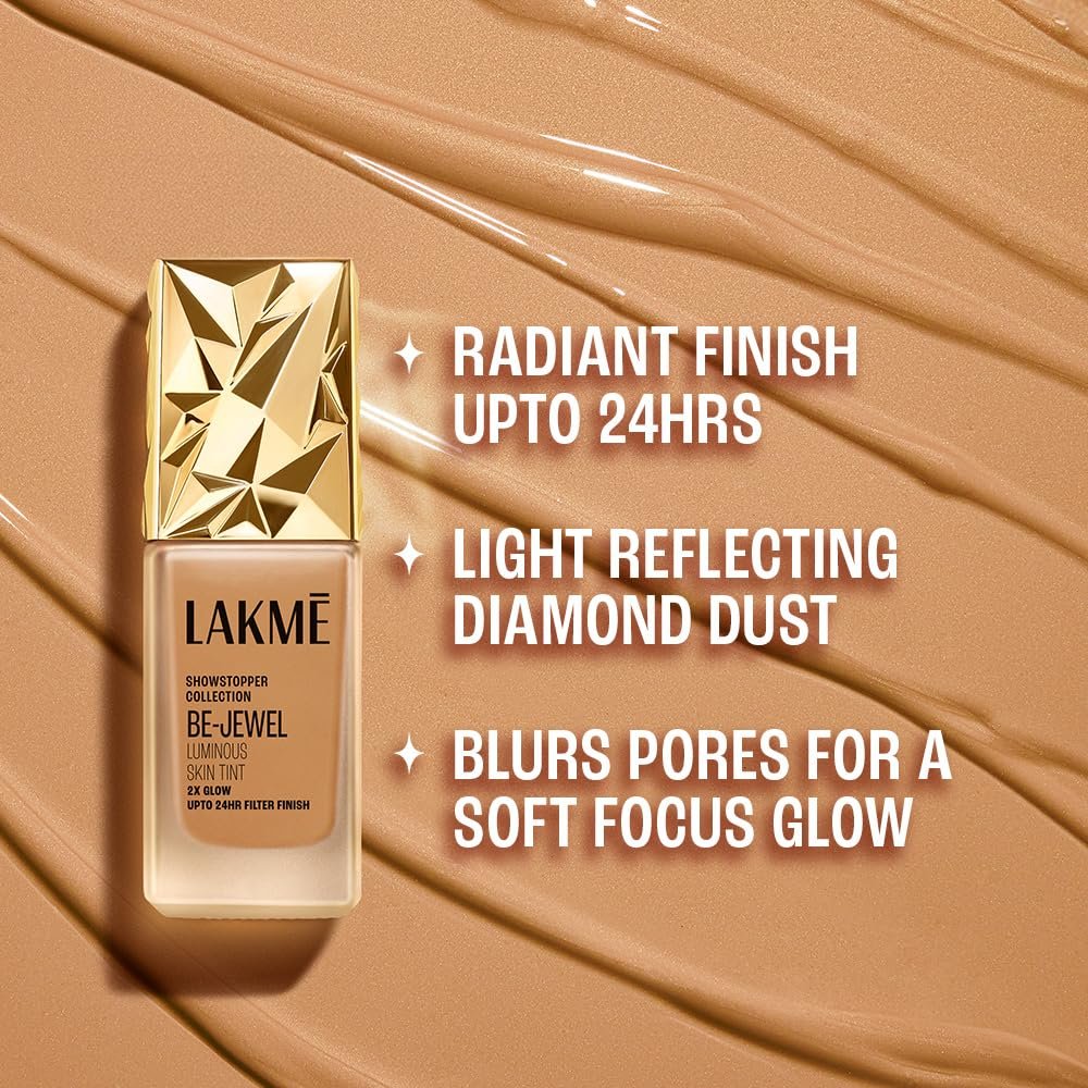 LAKME Be-Jewel Luminous Skin Tint, 25ml, for Radiant, Smooth and Luminous Finish, with Light-Reflecting Polymers, 24HR Filter-Like Wear, Foundation for Women Dry Skin, for Women- Cool Walnut thumbnail
