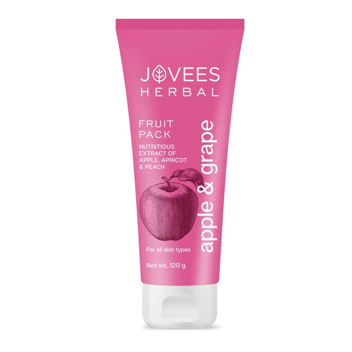 Jovees Herbal Apple & Grape Fruit Pack | With Apple, Apricot & Peach Extracts | For Uneven Skin Tone | For All Skin Types | 120gm thumbnail