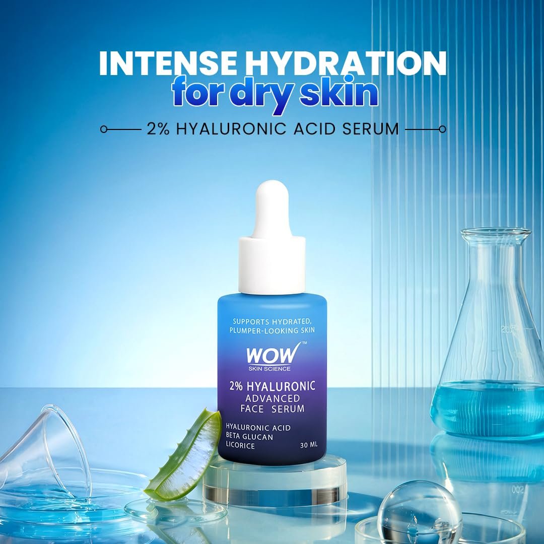 WOW Skin Science 2% Hyaluronic Acid Advanced Face Serum with Beta Glucan & Licorice | Deep Hydration, Plumper Skin & Barrier Support | Lightweight, Fast‑Absorbing | 30ml thumbnail