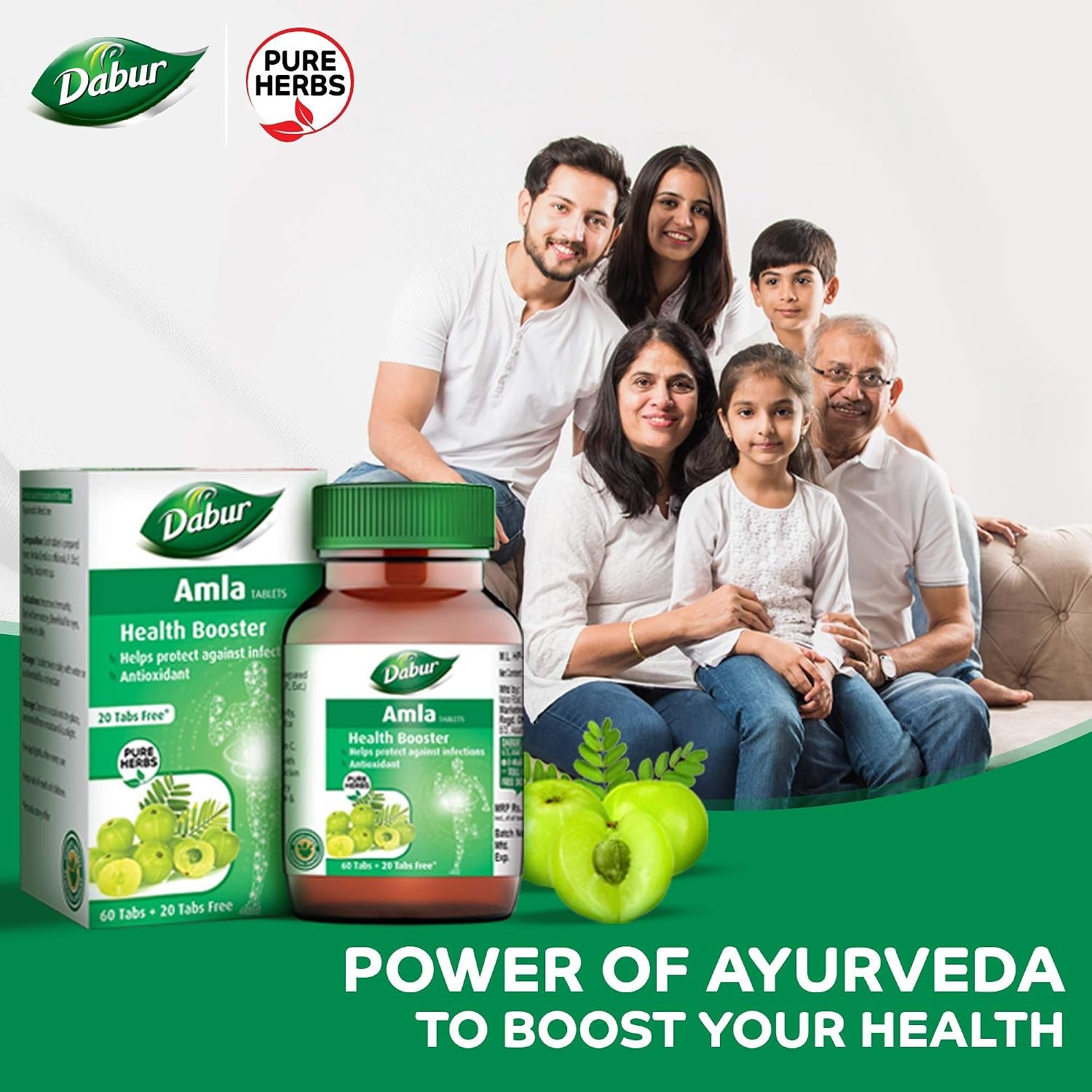 DABUR Amla Tablet - Health Booster | Rich in Antioxidants | Provides Protection against Infections | Pure herbs 60 tabs ( Get 20 tabs free) thumbnail