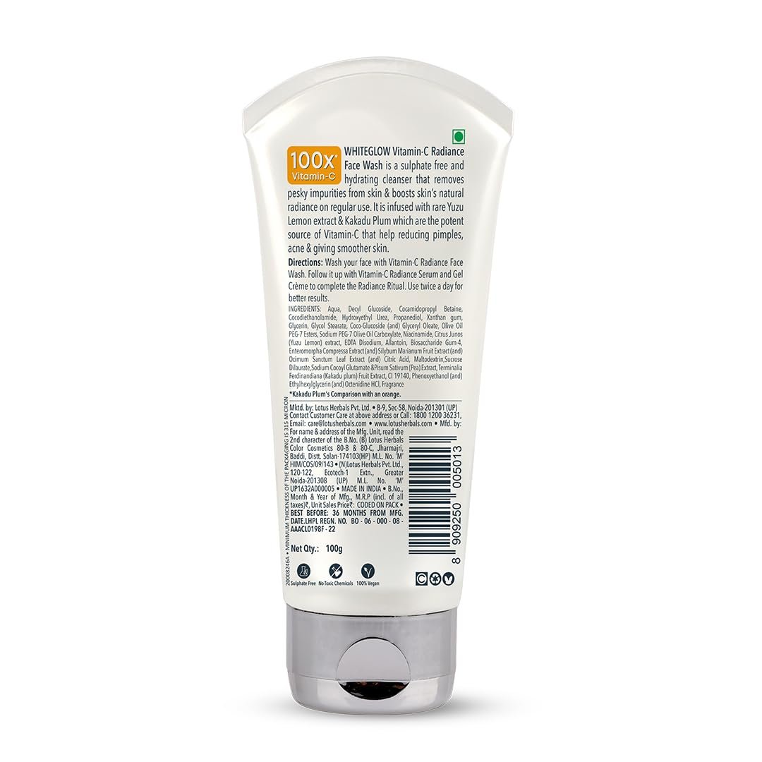 Lotus Herbals WhiteGlow Vitamin C Radiance Face Wash 100g thumbnail