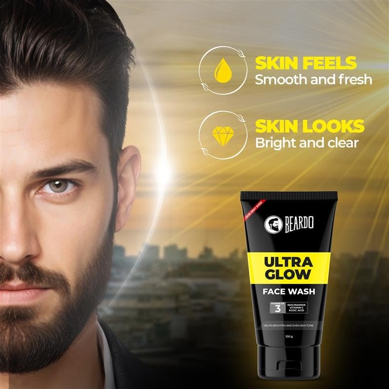Beardo Ultraglow Face Wash for Men | Reduces Pigmentation | Face Wash for Bright, Even Tone and Glowing Skin | Suitable for All Skin Types | 100g thumbnail