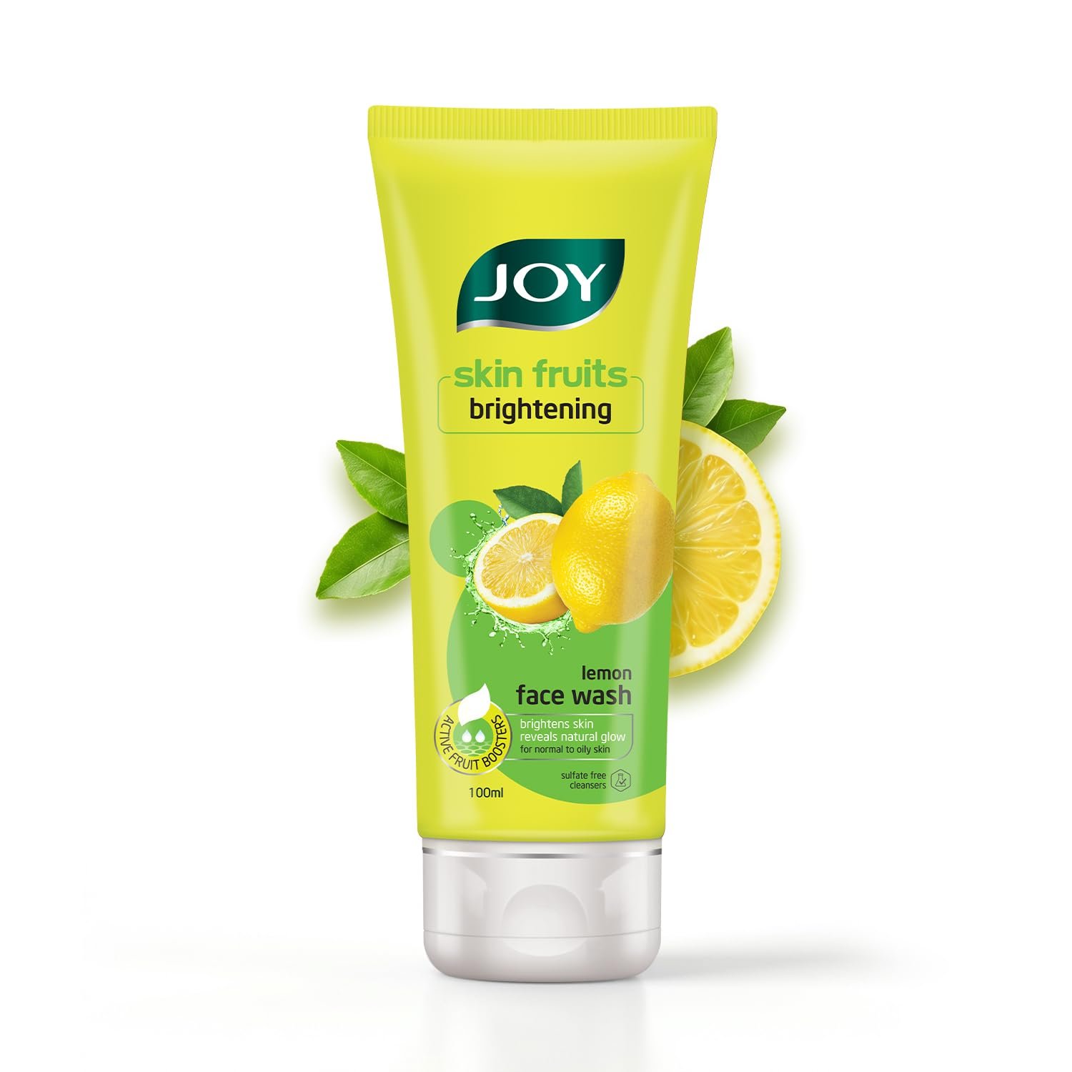 Joy Skin Fruits Lemon Brightening Face Wash 100ml | with Vitamin C for Glowing Skin | Reduces Dark Spots, Removes Excess Oil & Dirt | For Normal to Oily Skin