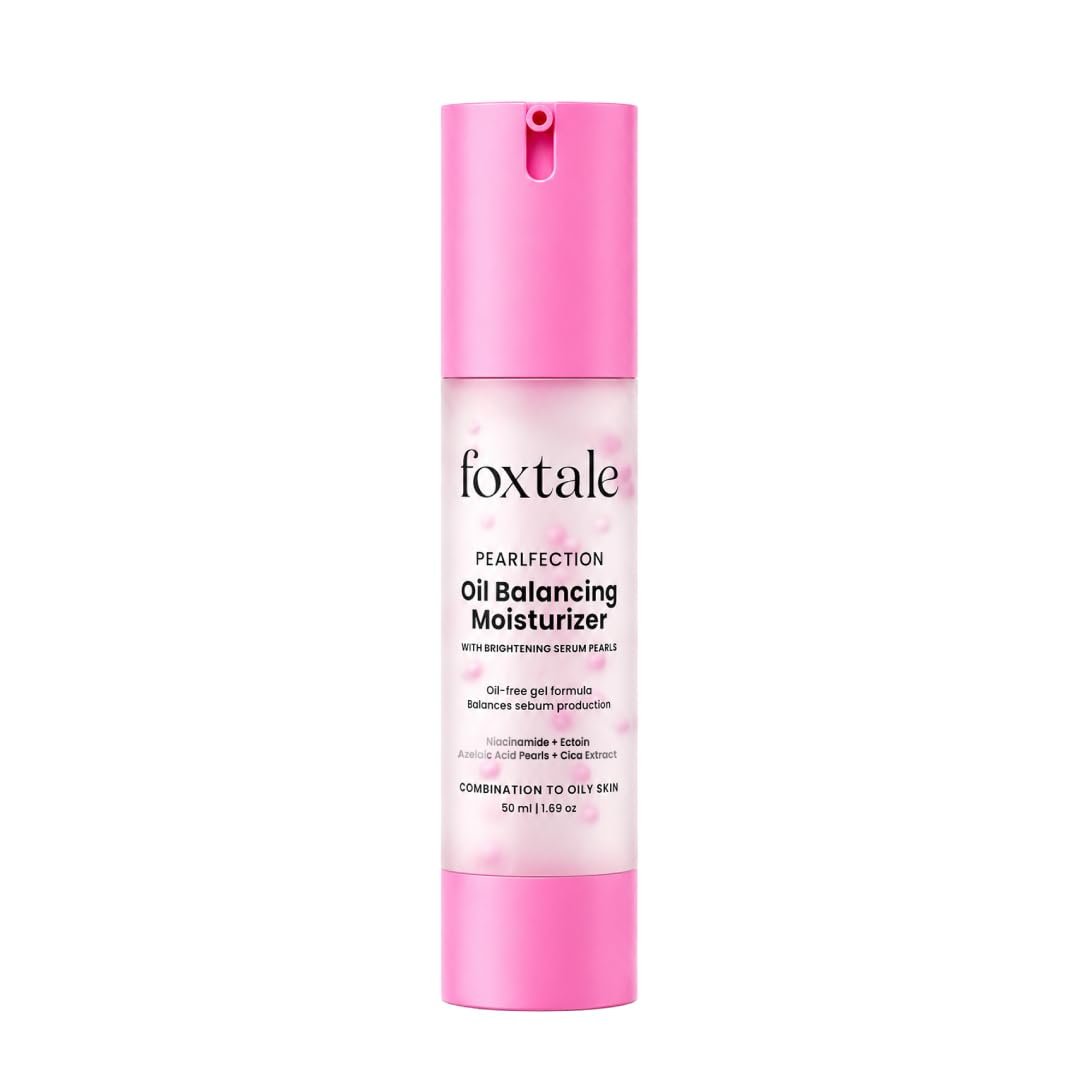 Foxtale Oil-Balancing Gel Moisturizer for Oily Skin with Niacinamide, 50ml Non greasy, Lightweight, Quick Absorbing, Won't clog pores, grease free, Reduce Excess Oil, Combination, Cica, men,