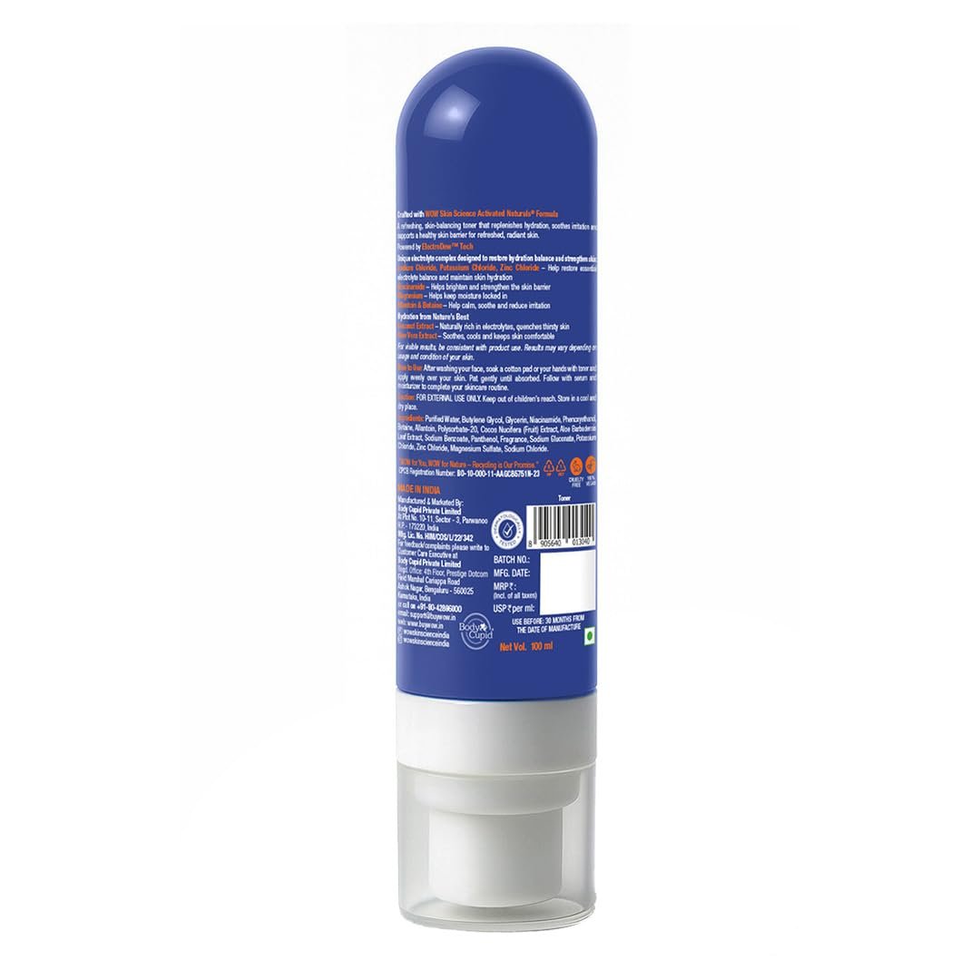 WOW Skin Science HydroCharge Electrolyte Toner with ElectroDew™ Tech | 7% Hydration + Electrolyte Actives | Niacinamide, Coconut Water, Sodium & Magnesium | 100ml thumbnail