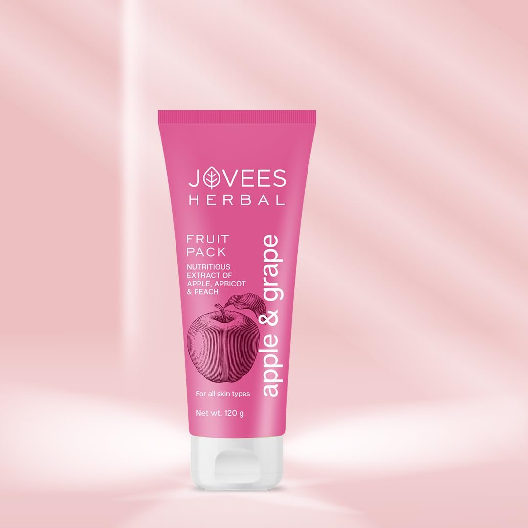 Jovees Herbal Apple & Grape Fruit Pack | With Apple, Apricot & Peach Extracts | For Uneven Skin Tone | For All Skin Types | 120gm thumbnail