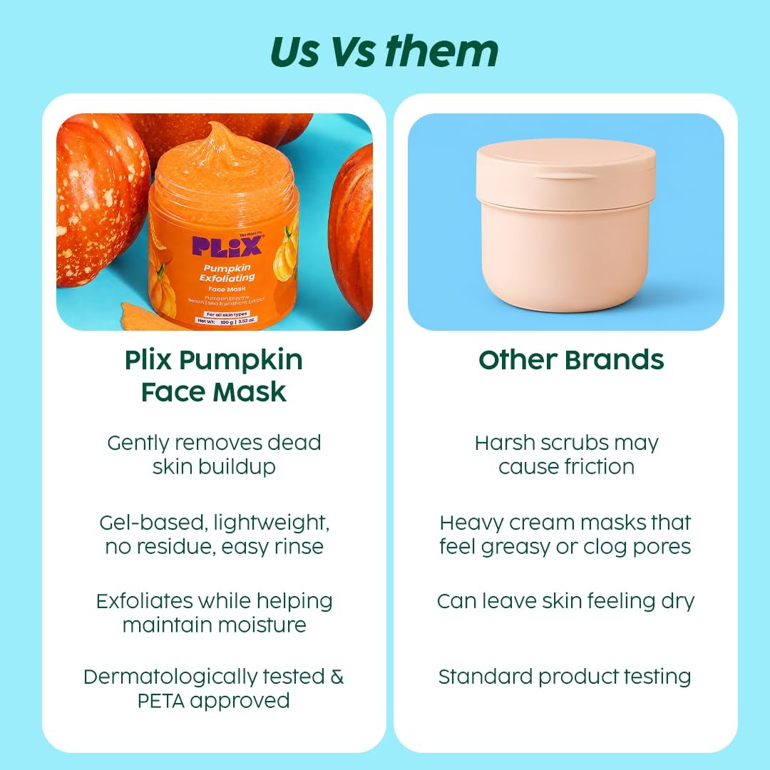 PLIX Pumpkin Exfoliating Face Mask for Smooth, Soft & Brighter-Looking Skin | With Pumpkin & Sea Buckthorn Extract | For All Skin Types | 100g thumbnail