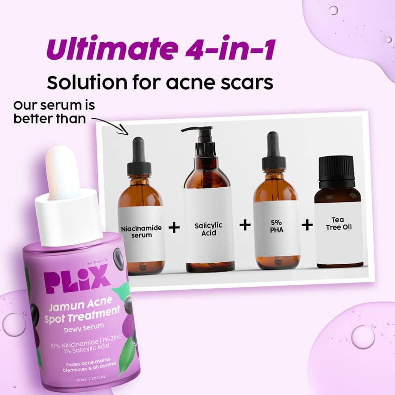 The Plant Fix Plix 10% Niacinamide Face Serum, 30ml (Pack Of 1) For Acne Marks, Blemishes, Oil Control With 1% Zinc & Witch Hazel, Skin Clarifying Jamun Serum For Unisex With Acne-Prone Skin thumbnail