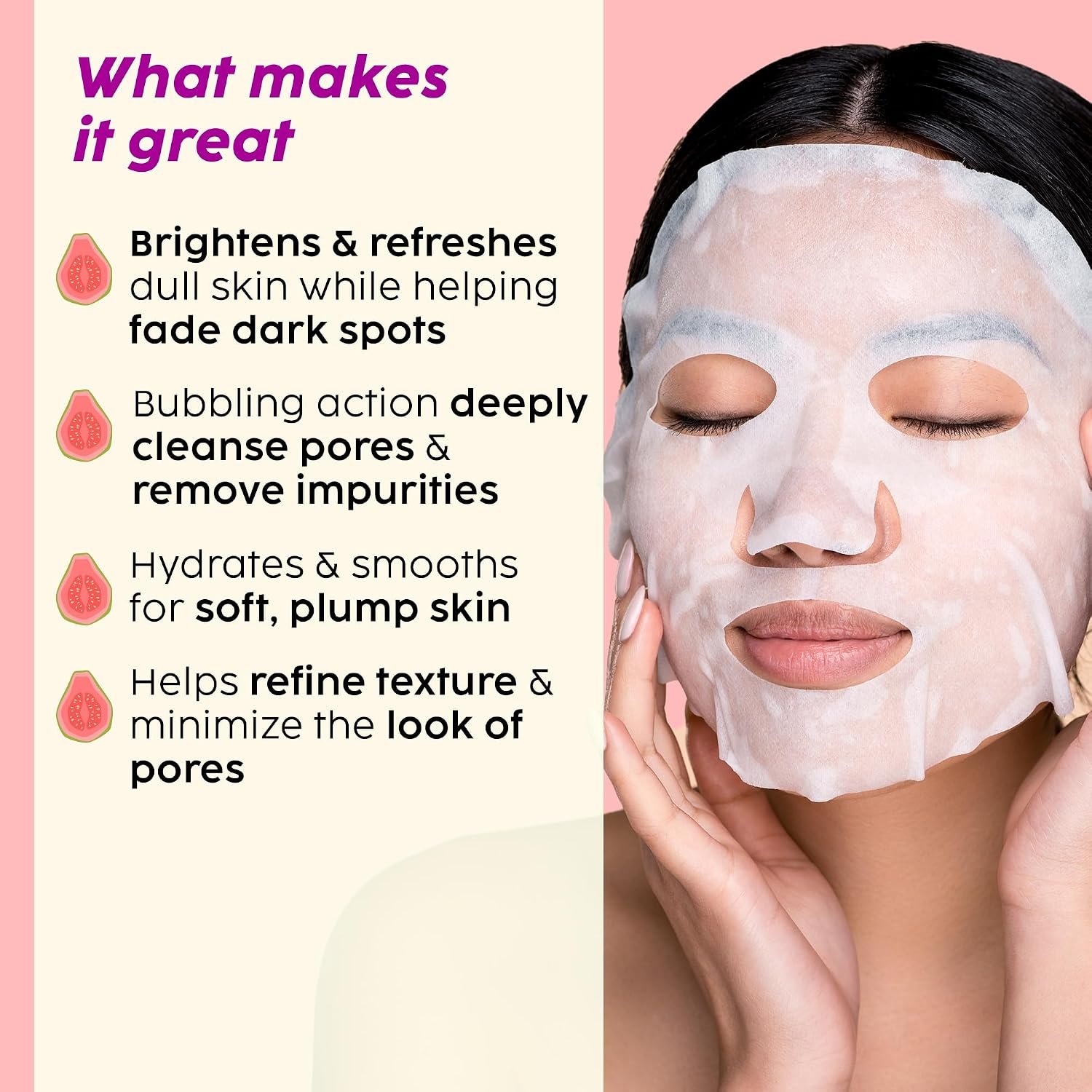 PLIX – THE PLANT FIX Glow, Baby, Glowava Bubble Sheet Mask | Brightening, Hydrating & Pore-Cleansing Care | Vitamin C, Vitamin E & Guava Extract | Fun Bubble Detox thumbnail