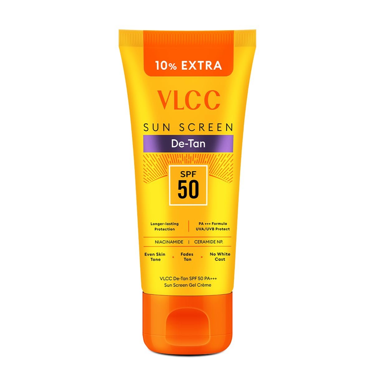 VLCC All Skin De-Tan SPF 50 PA+++ Sunscreen Gel Crème - 100g + 10g Extra | With Cucumber, Carrot, and Saxifraga Extracts thumbnail