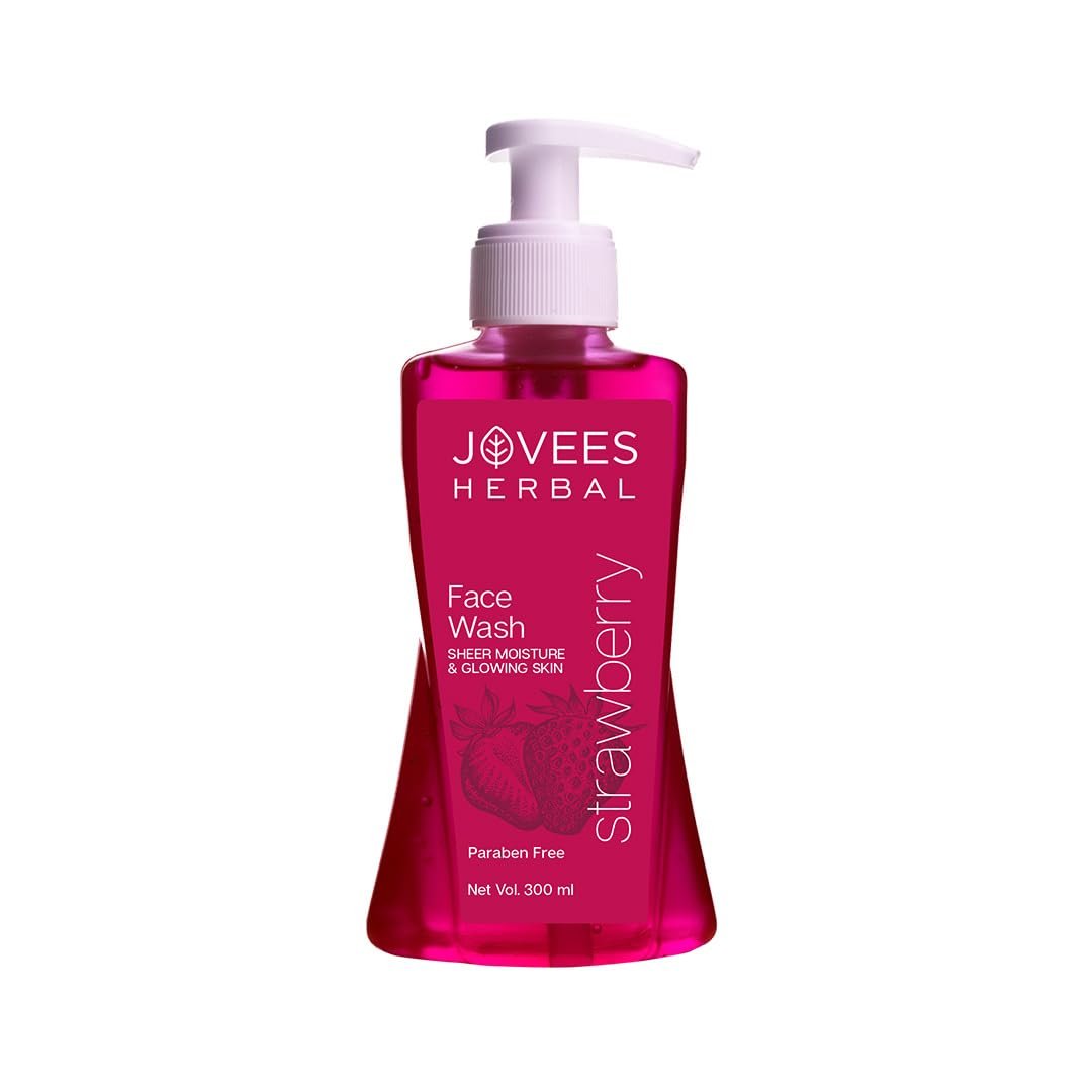 Jovees Herbal Strawberry Face Wash For Hydrating & Glowing Skin with Strawberry Ext. | Gentle Cleanser For Brightens Skin, Removes Pigmentation | For Normal to Dry Skin Types - 300ml thumbnail