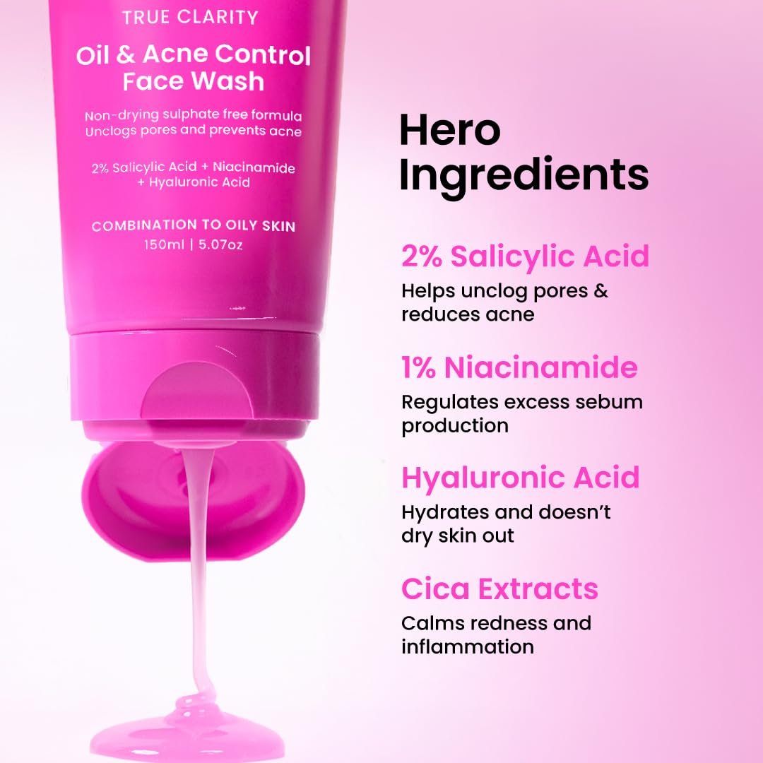 Foxtale Oil & Acne Control Face Wash | 2% Salicylic Acid + Niacinamide + cica | Fights Acne, Controls Oiliness & Soothes Face | for Oily, Acne & Combination Skin | Men & Women, 100 ml thumbnail