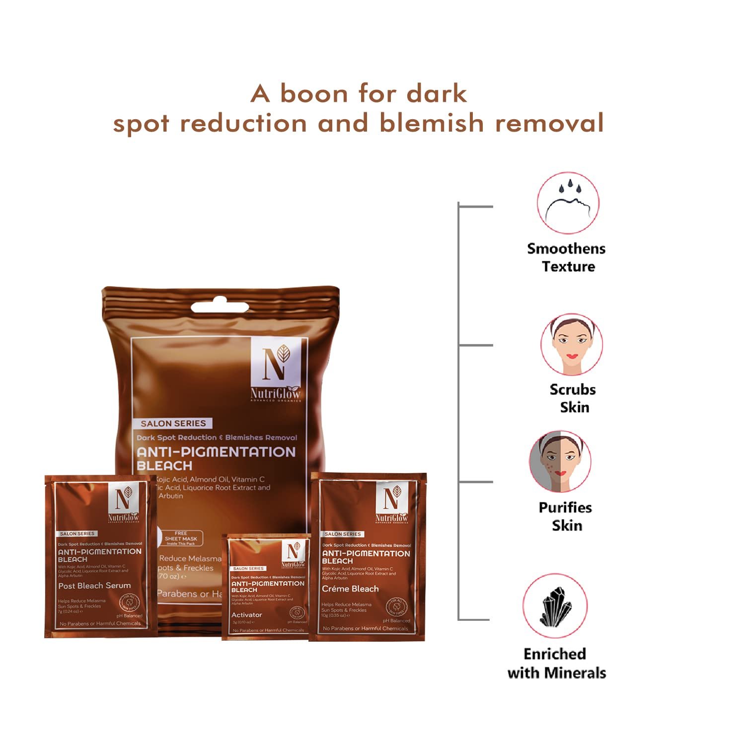 NutriGlow Advanced Organics Anti-pigmentation Bleach for Lightening & Brightening (6 in 1) thumbnail