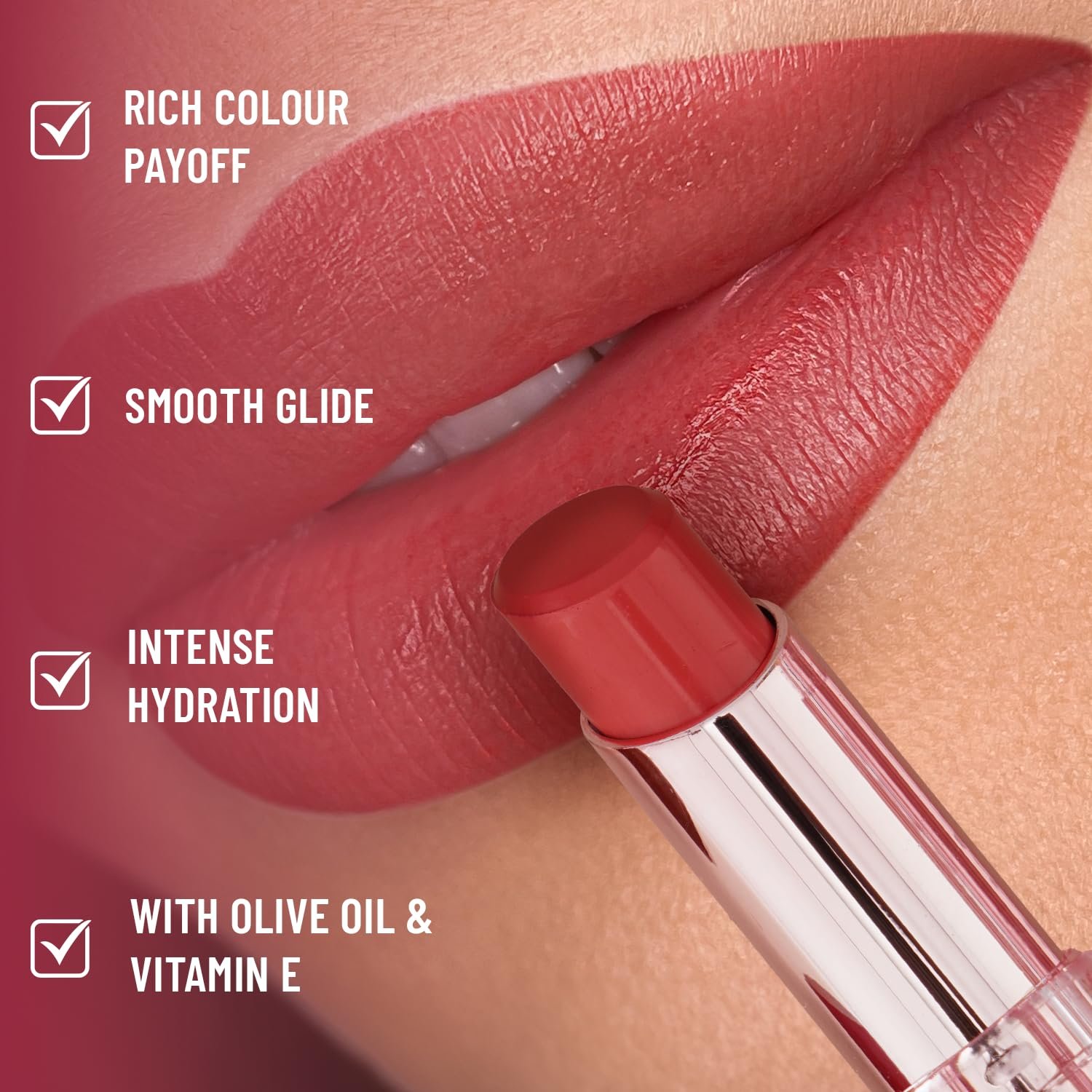 Swiss Beauty Pure Lustre Lipstick | High Shine Finish | Smooth Glide | With Olive Oil & Vitamin E | Hydrating | Shade- Twisted Caramel, 3.8gm thumbnail