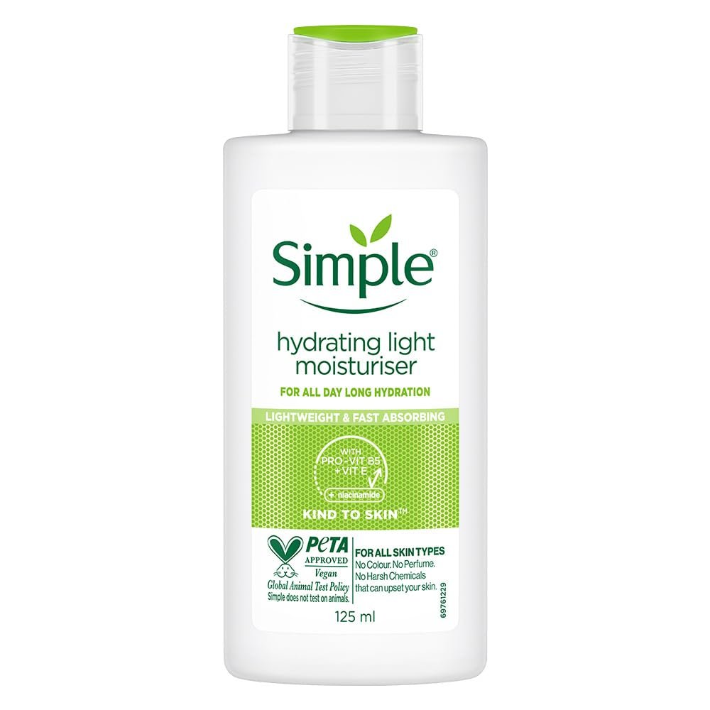 Simple Hydrating Light Moisturiser, 125ml | 12HR Hydration | With Niacinamide, Pro-Vitamin B5, Strengthens Skin Barrier| Lightweight, Non-Greasy Moisturizer | For Soft, Smooth Skin thumbnail