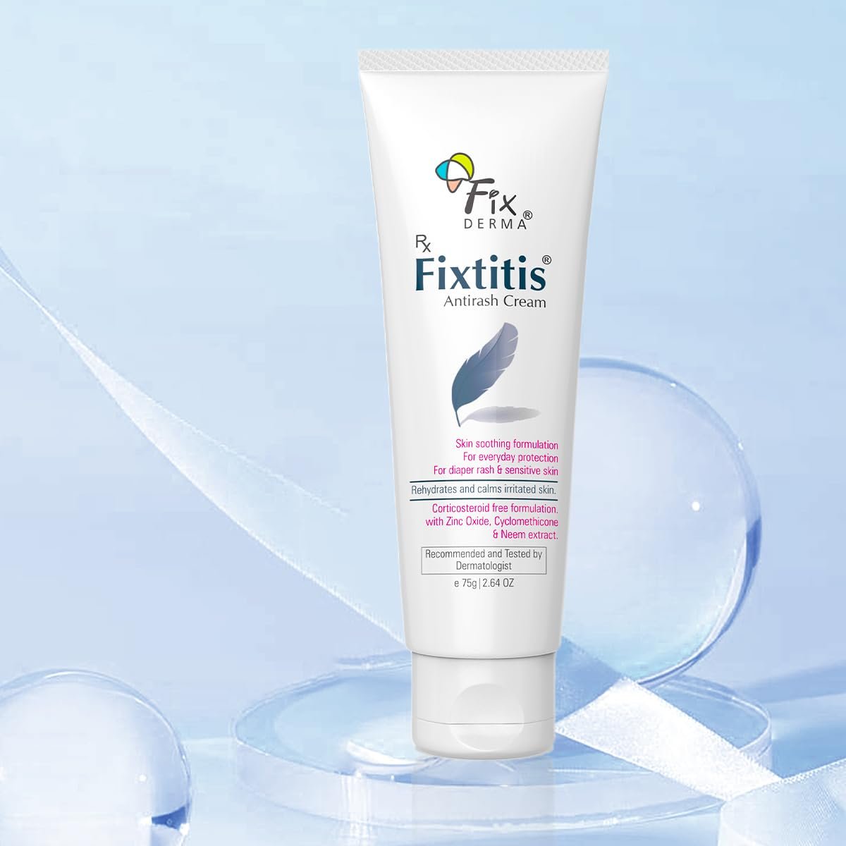 Fixderma 15% zinc oxide Fixtitis Anti Rash Cream | Diaper rash cream for baby | Softening the Rough SkinSoftening the Rough Skin, Soothing and Healing | Rash Cream for Sensitive Skin - 75 gm thumbnail