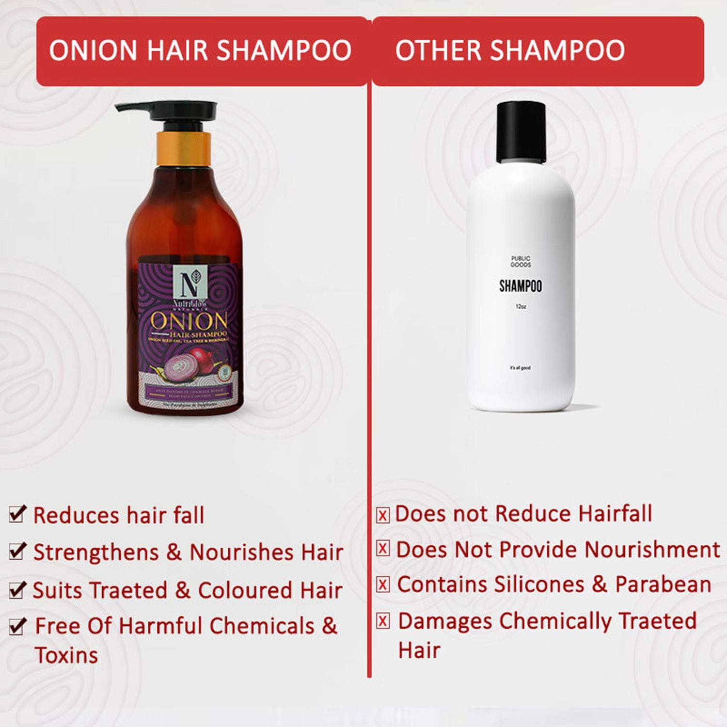 NutriGlow NATURAL'S Onion Hair Shampoo 300ml thumbnail