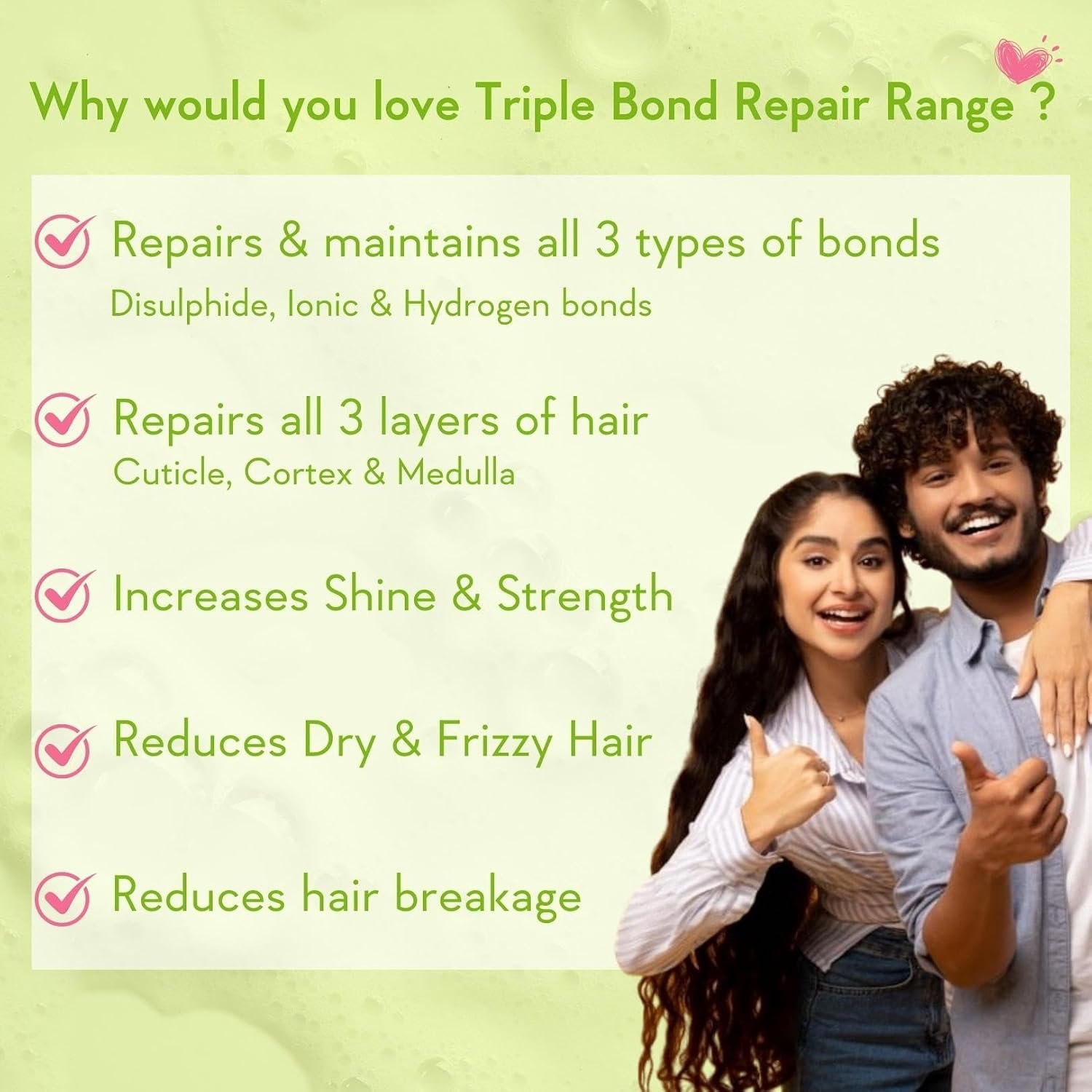 WishCare Triple Bond Repair Shampoo For Frizzy Hair & Dry Hair | Repairs Damaged & Frizzy Hair, Reduces Hair Breakage | With AminoPeptide Complex & PCA | For All Hair Types | 250ml thumbnail