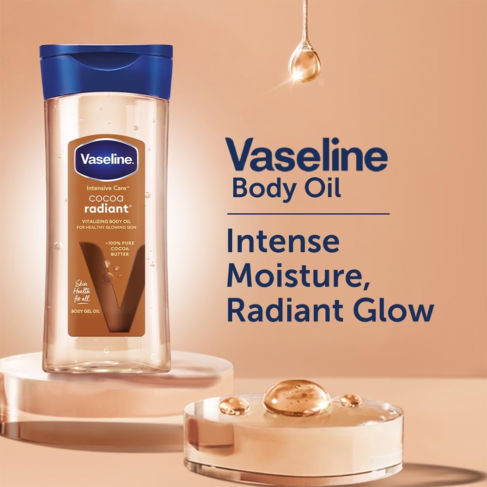 Vaseline Intensive Care Cocoa Radiant Body Oil | With Cocoa Butter | Non-Greasy Formula for Dry Skin | 200 ML thumbnail