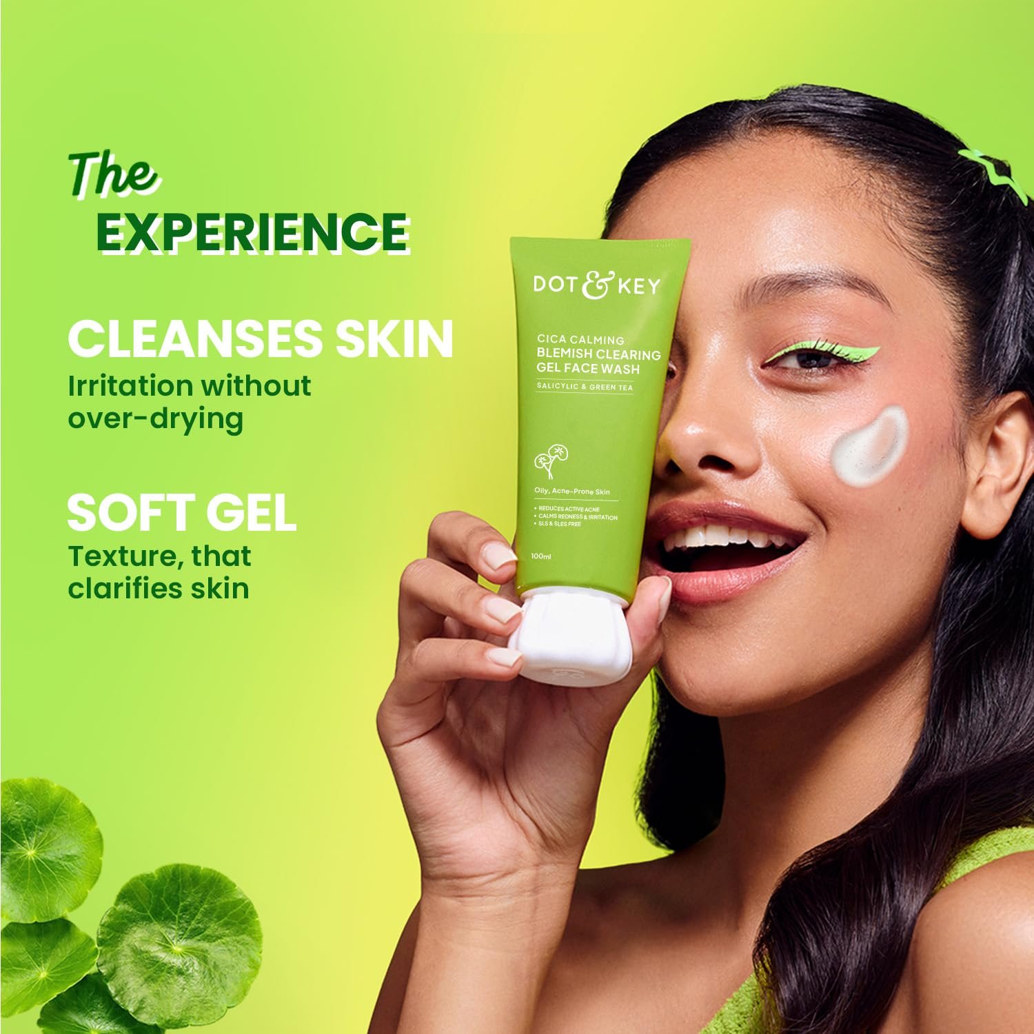 Dot & Key CICA Face Wash for Acne Prone Skin, 2% Salicylic Acid with Green Tea | For Oily & Sensitive Skin | Sulphate Free for Men & Women 100ml thumbnail