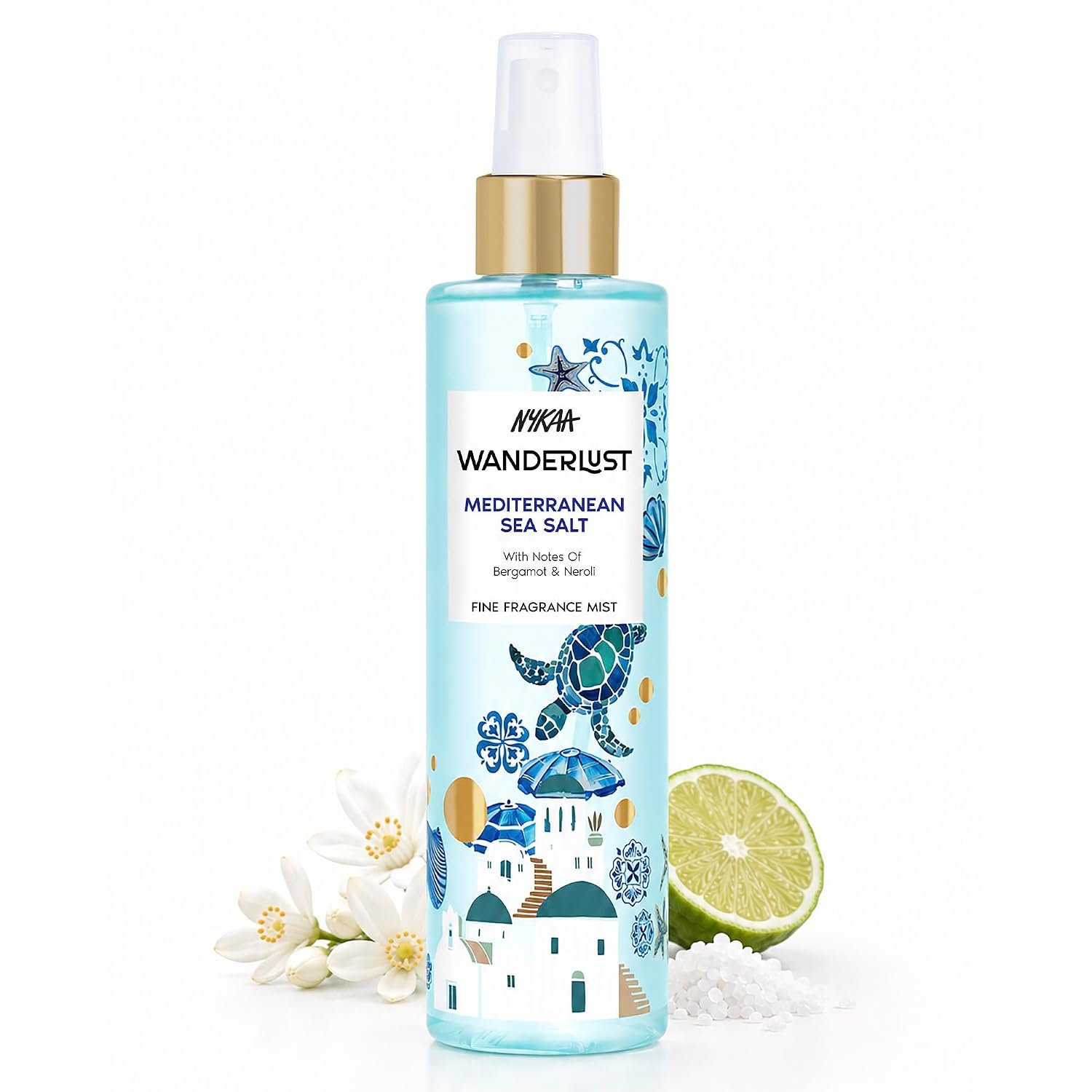 Nykaa Wanderlust Mediterranean Sea Salt Aqua Fresh Perfume Body & Hair Mist, Notes of Bergamot & Neroli, 8 Hrs Long-Lasting Everyday Fragrance, 200 ml