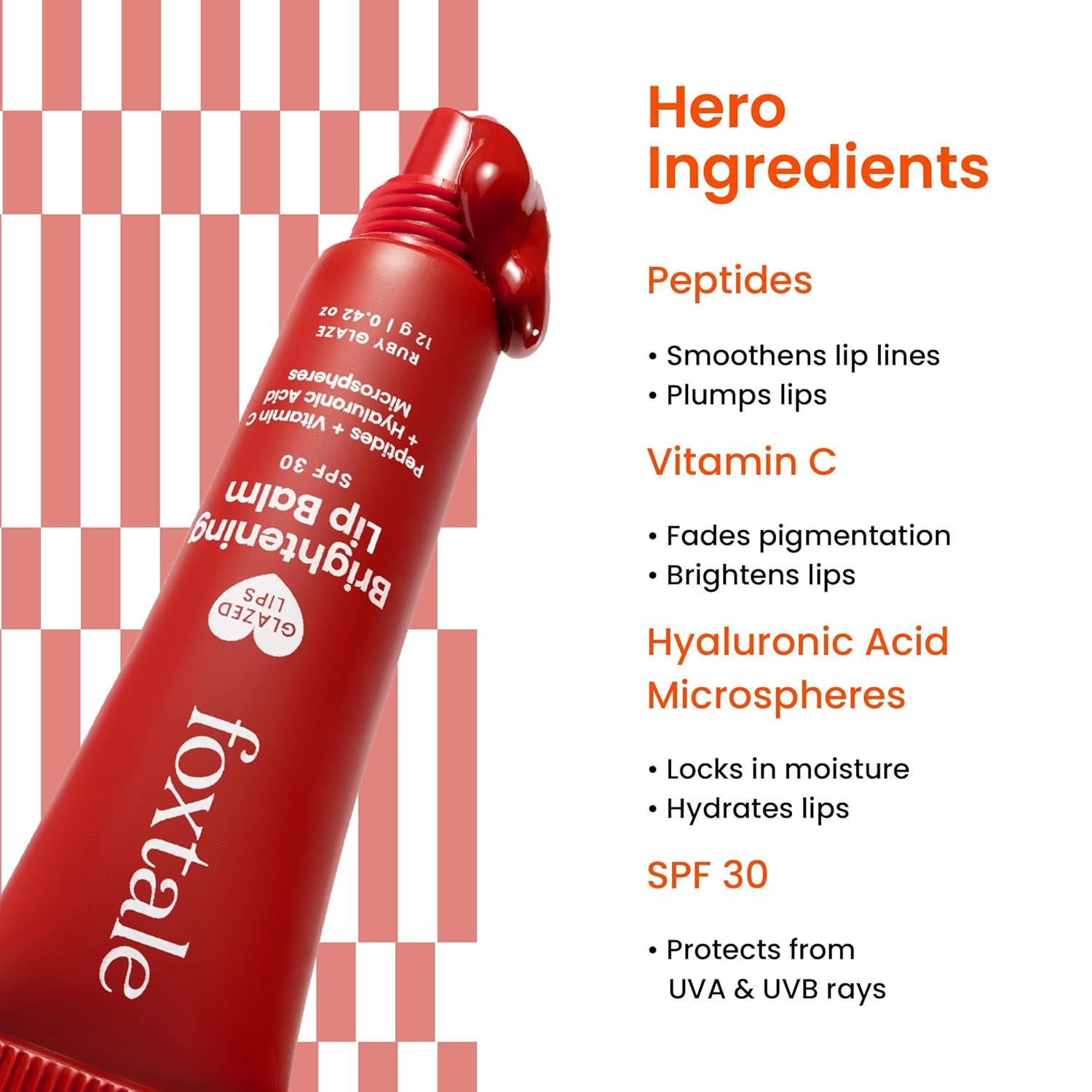 Foxtale SPF 30 Brightening Lip Balm for Dark Lips with Peptides & Vitamin C | Brightens Pigmented Lips | Hydrates Lip | SPF Lip Balm - Ruby Glaze 12gm thumbnail