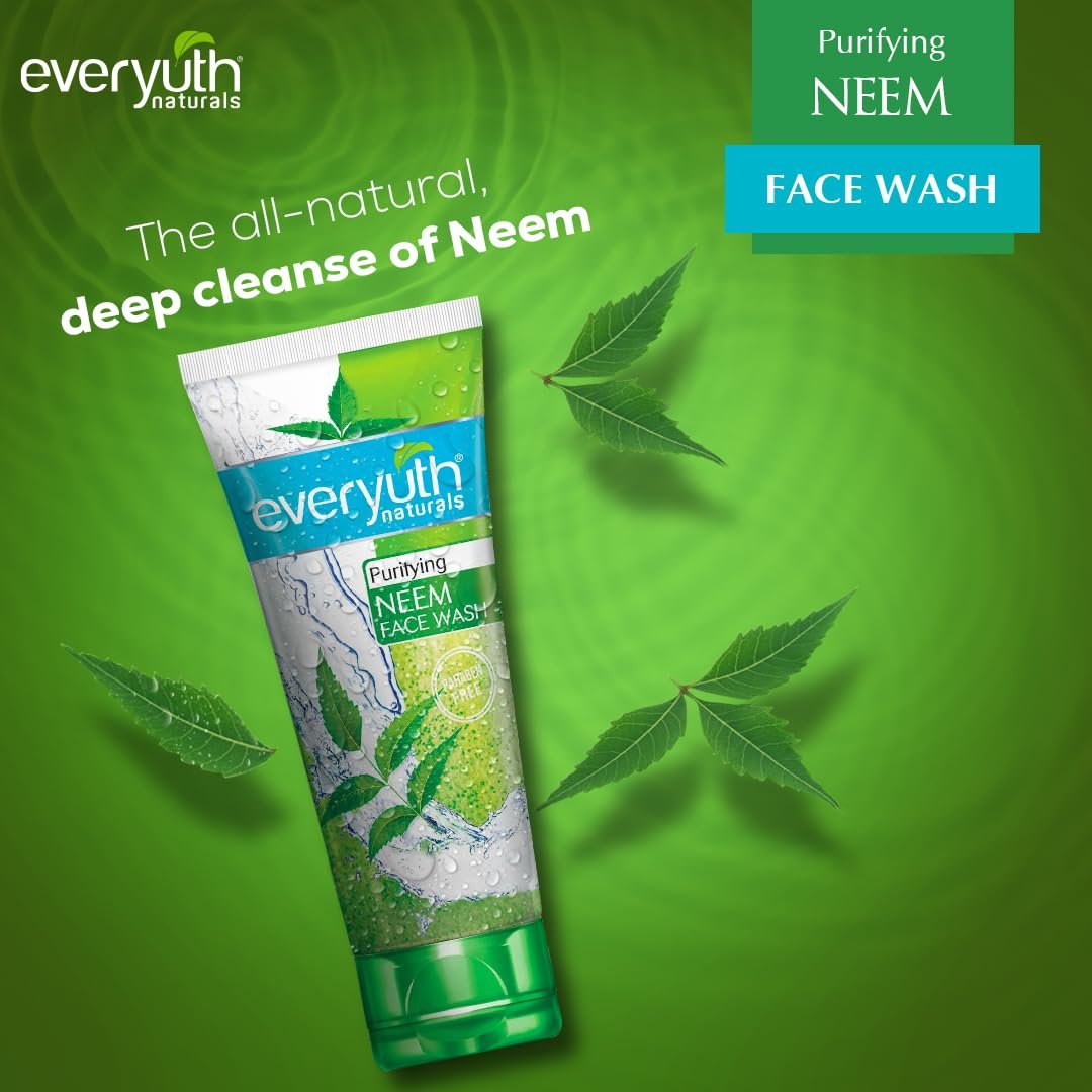 Everyuth Naturals Purifying Neem Face Wash|Antibacterial Neem & Tea Tree Oil|Hydrated, Clear & Healthy Skin|Paraben free| 150 g thumbnail