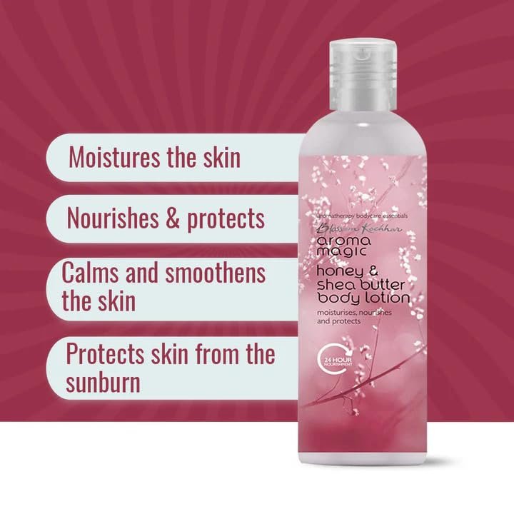Aroma Magic Honey & Shea Butter Body Lotion| Lock 24H Moisture| soothes & protects sunburn| SPF 25| with beta-carotene, citric acid & soybean extract| Non-greasy| 220 ml thumbnail