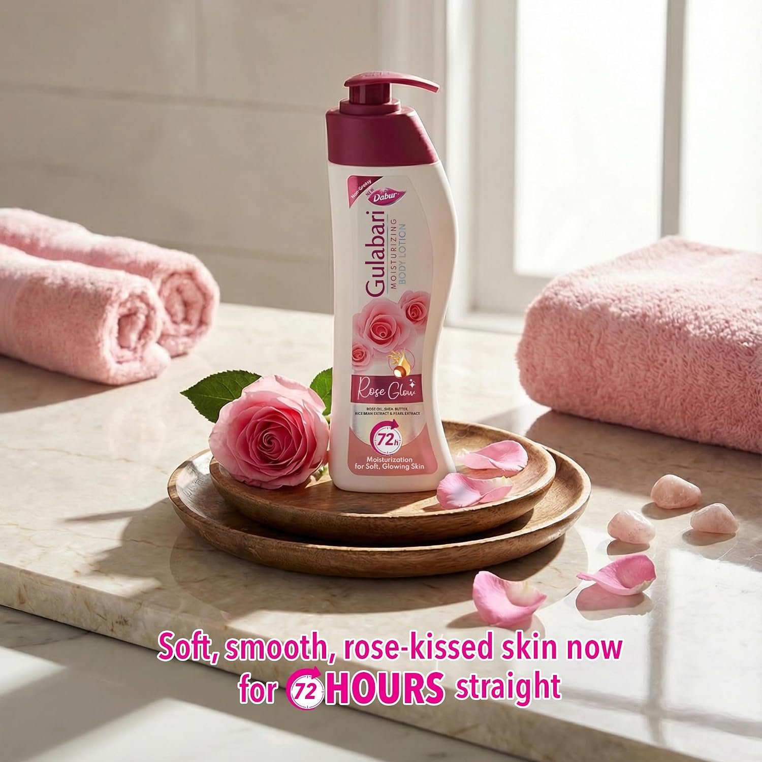 Dabur Gulabari Moisturizing Body Lotion – 400 ml | For Men & Women | Dry Skin Care | With 100% Organic Rose Oil & Shea Butter | Dermatologically Tested | Paraben Free | 72 Hour Moisturisatio thumbnail
